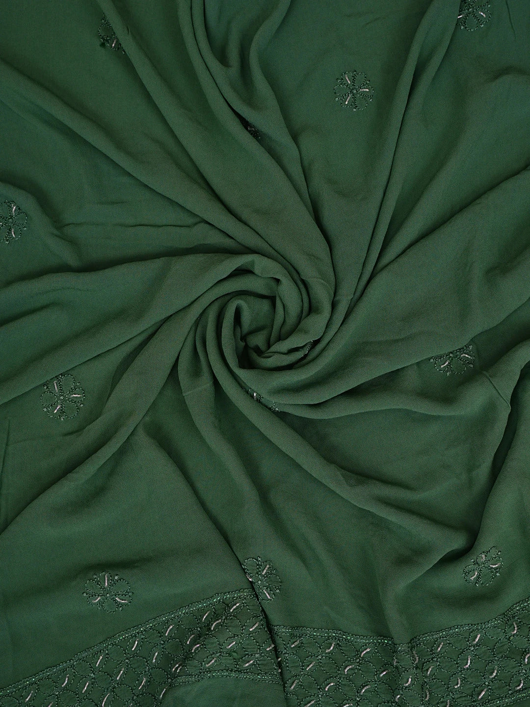 Ada Hand Embroidered Green Viscose Georgette Lucknowi Chikankari Unstitched Kurta Dupatta Set With Cutdana Work 01A180836