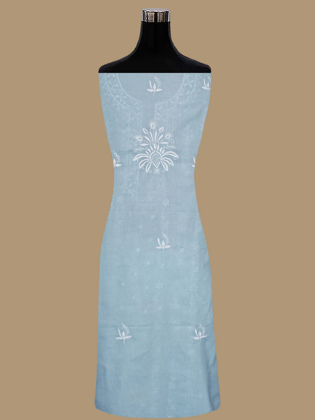 Ada Hand Embroidered Blue Cotton Lucknowi Chikankari Unstitched Suit Piece 01A773515
