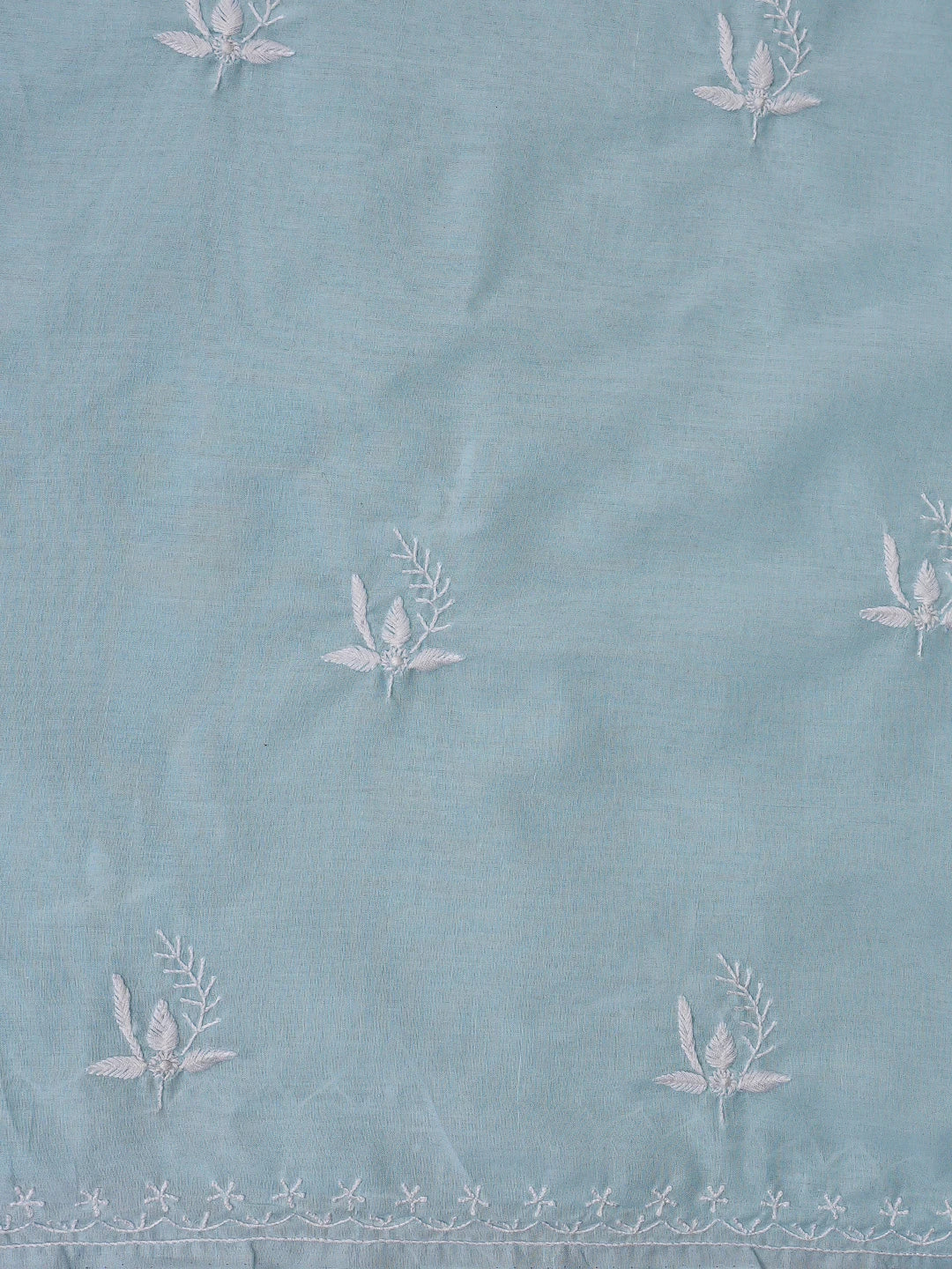 Ada Hand Embroidered Blue Cotton Lucknowi Chikankari Unstitched Suit Piece 01A773515