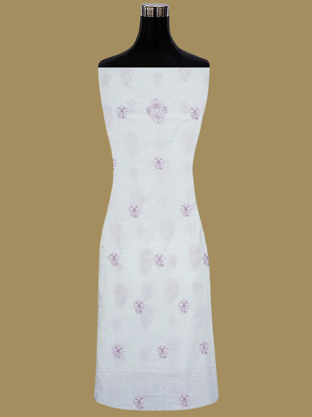 Ada Hand Embroidered White Cotton Lucknowi Chikankari Unstitched Suit Piece 01A735874