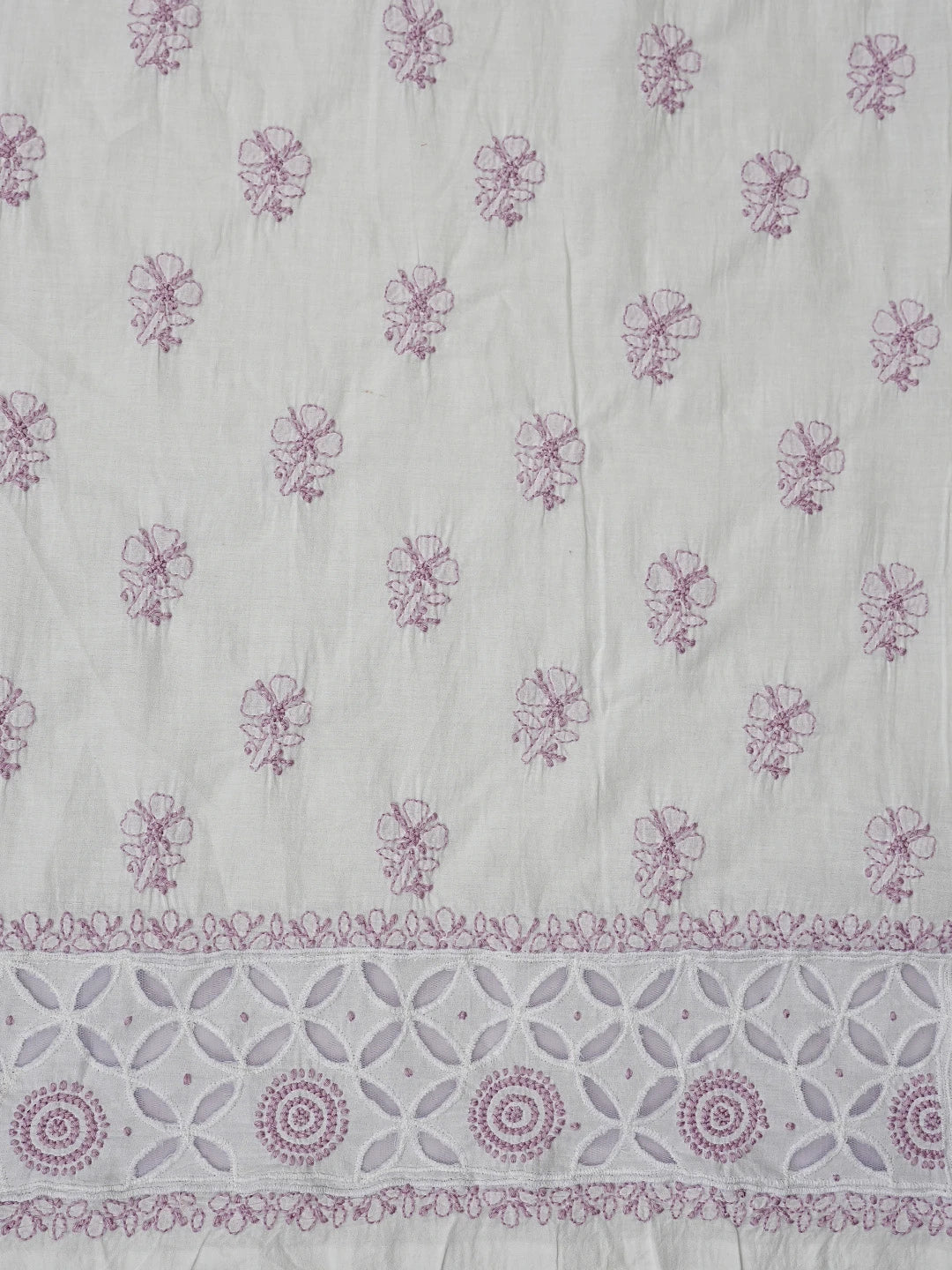 Ada Hand Embroidered White Cotton Lucknowi Chikankari Unstitched Suit Piece 01A735874