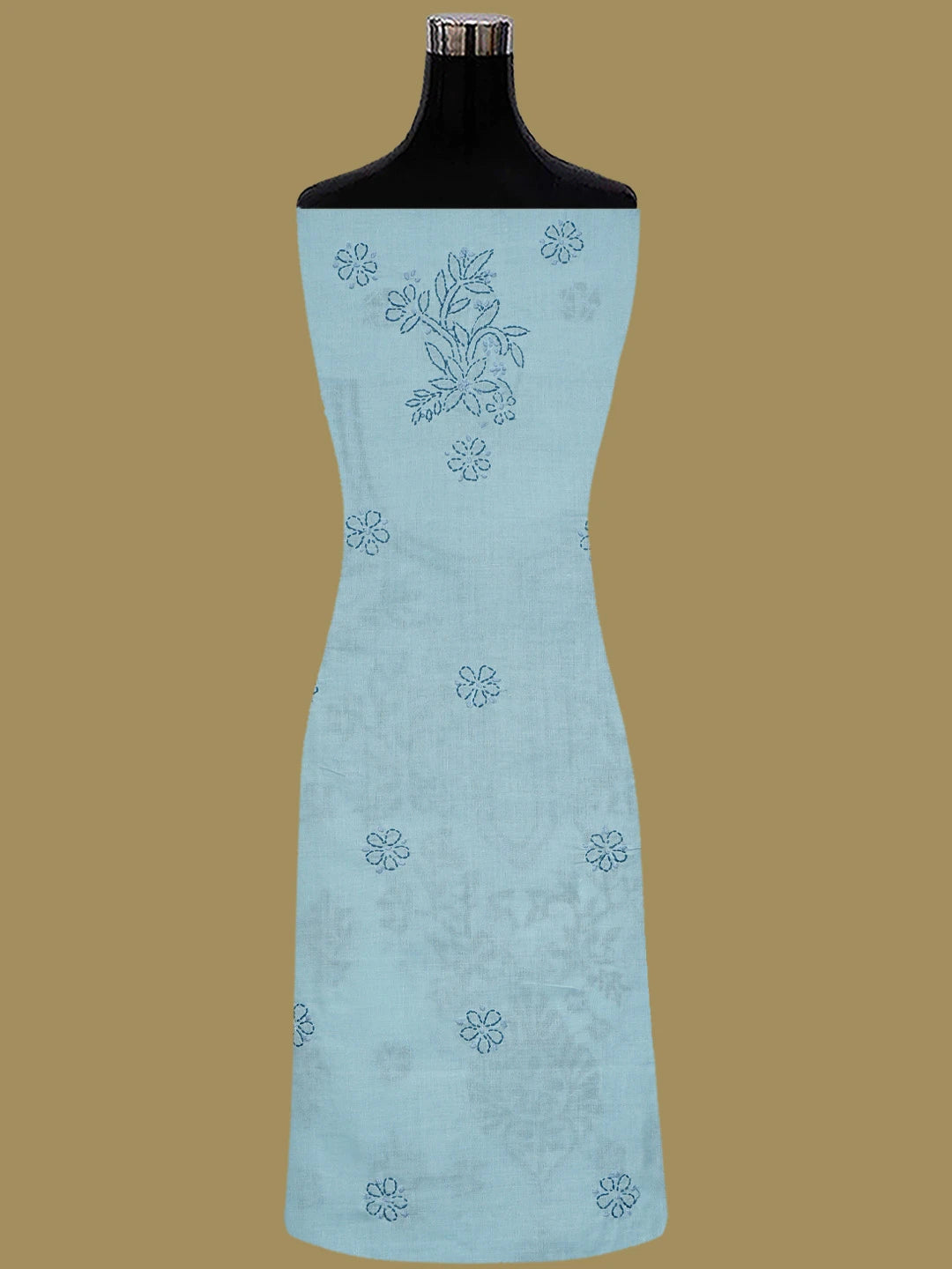 Ada Hand Embroidered Blue Cotton Lucknowi Chikankari Unstitched Suit Piece 01A633619