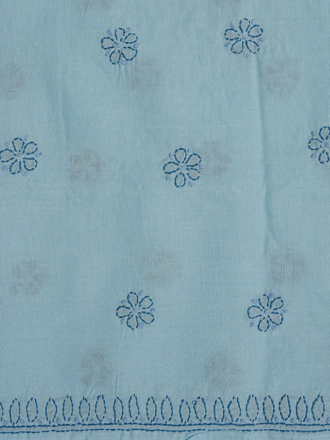 Ada Hand Embroidered Blue Cotton Lucknowi Chikankari Unstitched Suit Piece 01A633619