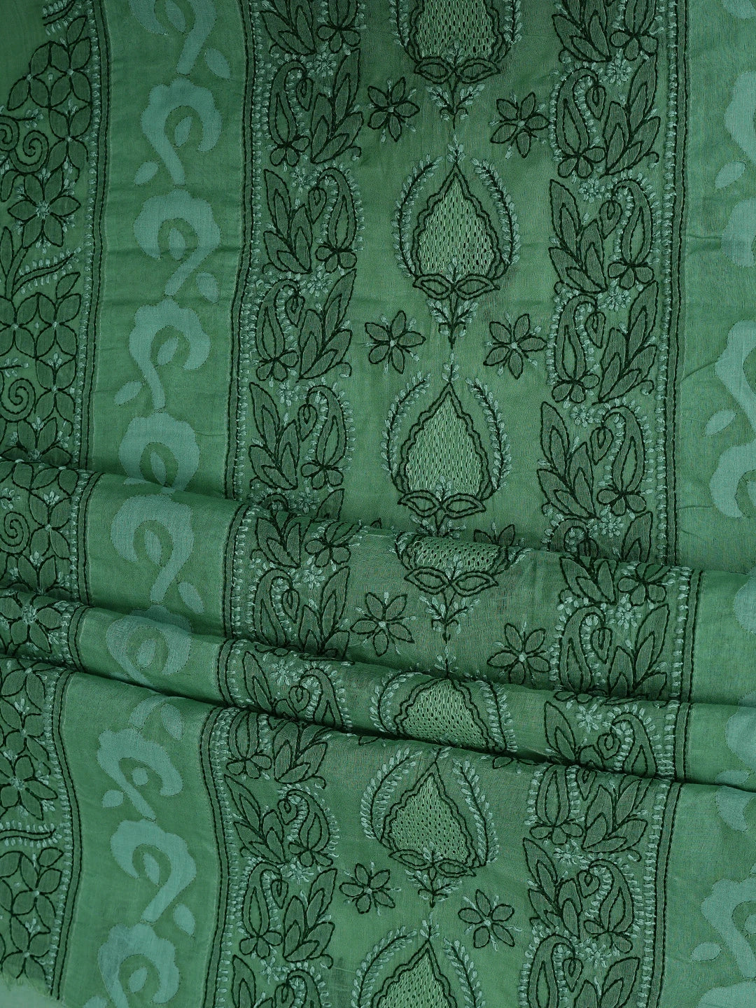 Ada Hand Embroidered Asparagus Green Cotton Lucknowi Chikankari Unstitched Suit Piece 01A845218