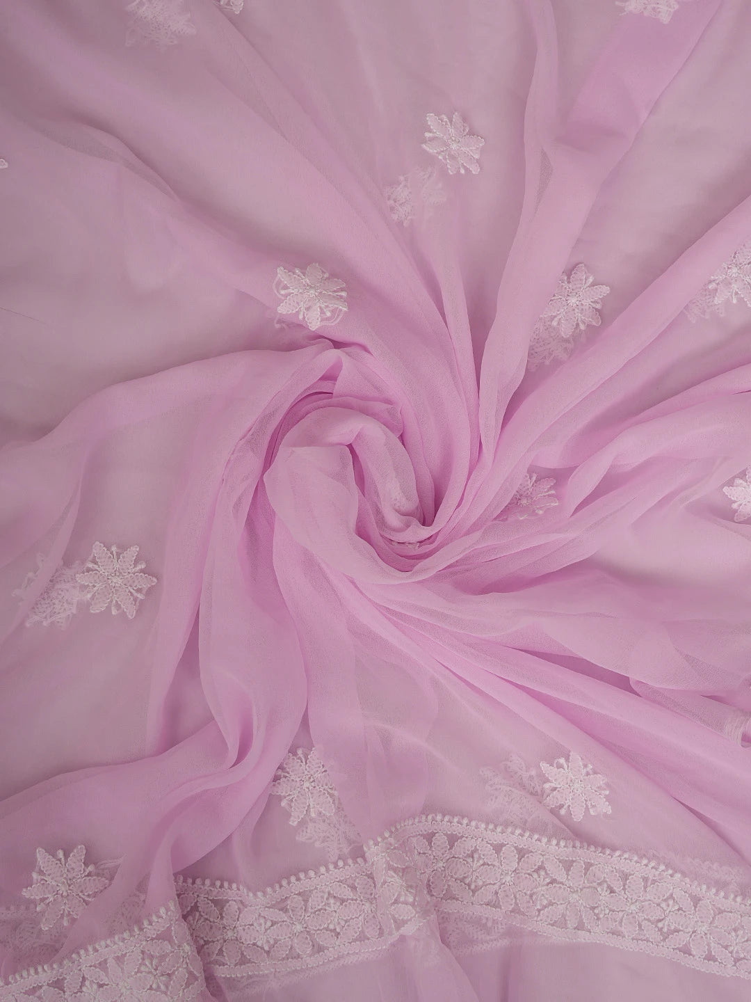 Ada Hand Embroidered Pink Georgette Lucknowi Chikankari Unstitched Suit Piece 01A835653