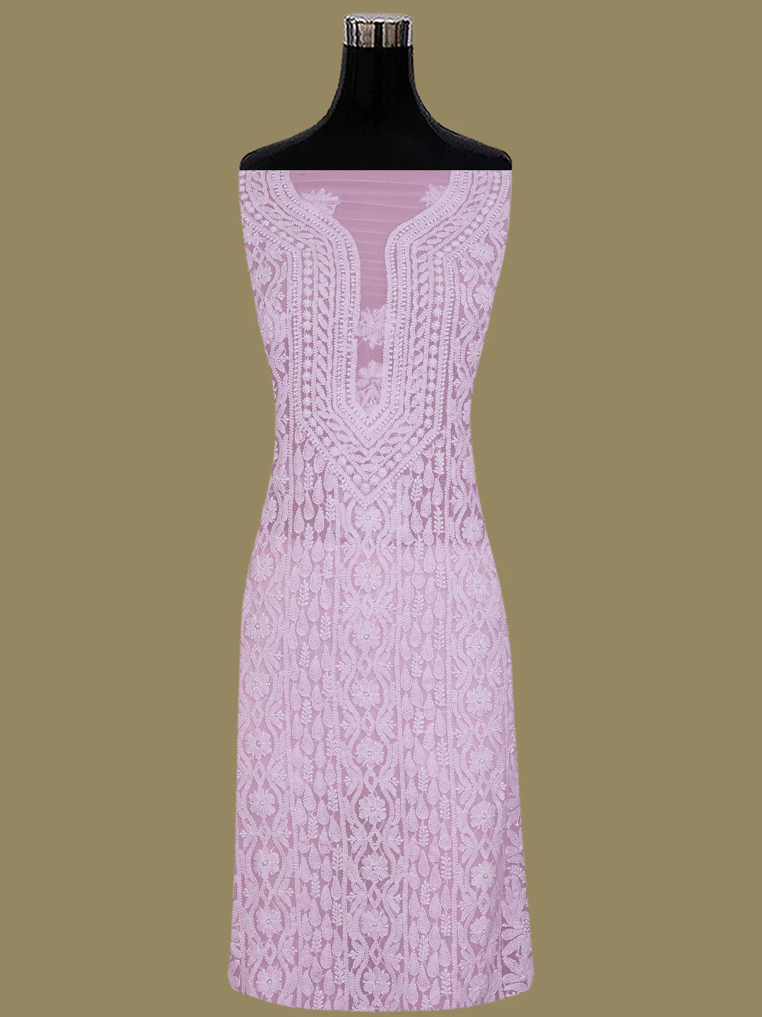 Ada Hand Embroidered Pink Georgette Lucknowi Chikankari Unstitched Suit Piece 01A835653