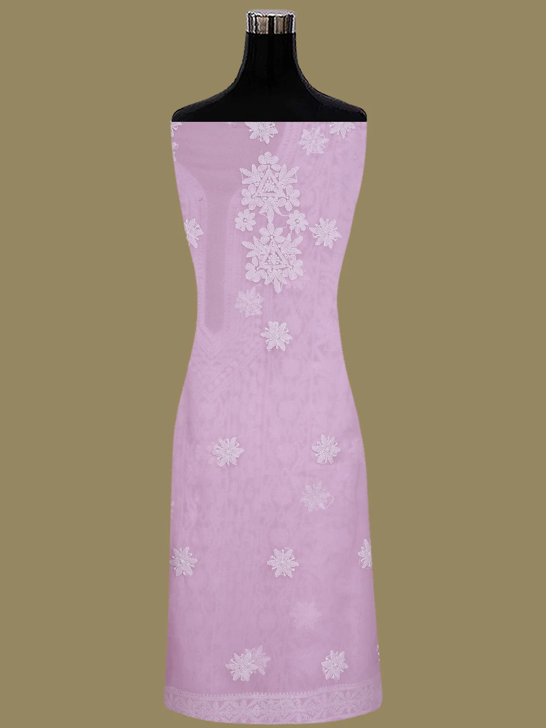 Ada Hand Embroidered Pink Georgette Lucknowi Chikankari Unstitched Suit Piece 01A835653
