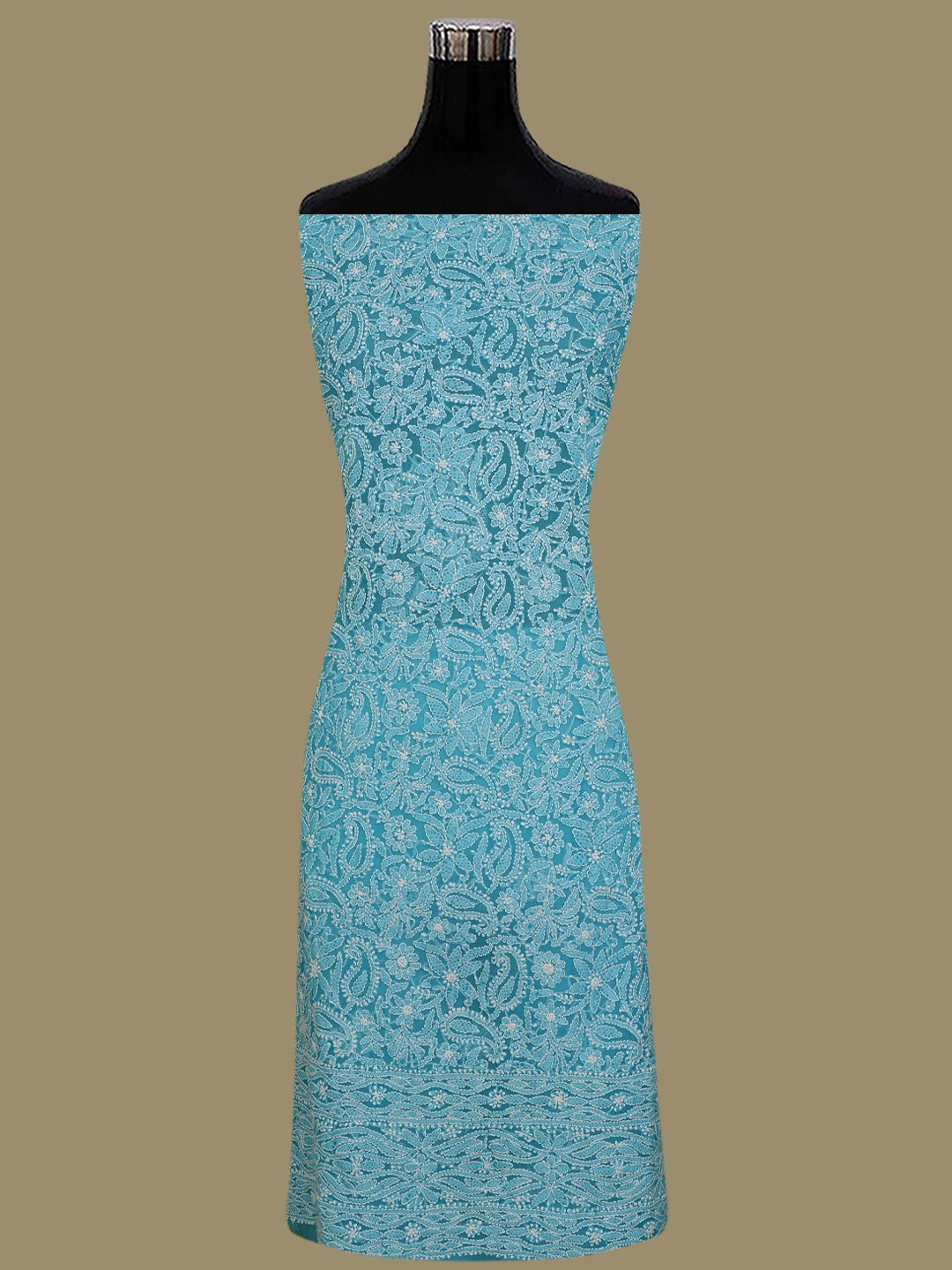 Ada Hand Embroidered Blue (Munsell) Georgette Lucknowi Chikankari Unstitched Suit Piece 01A114523