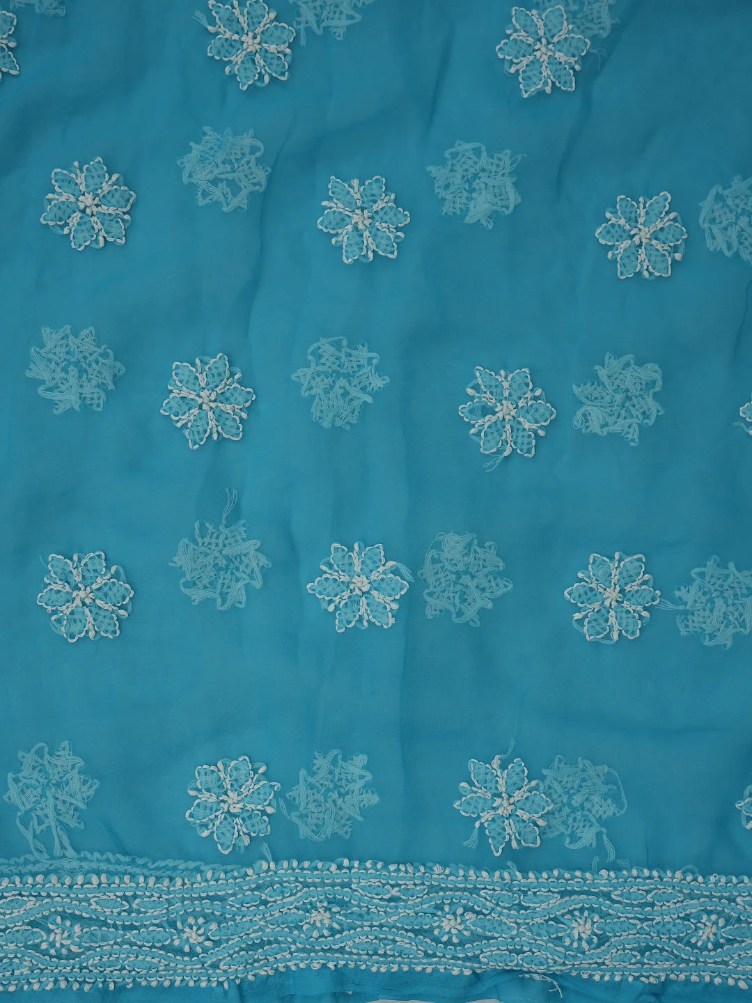 Ada Hand Embroidered Blue (Munsell) Georgette Lucknowi Chikankari Unstitched Suit Piece 01A114523