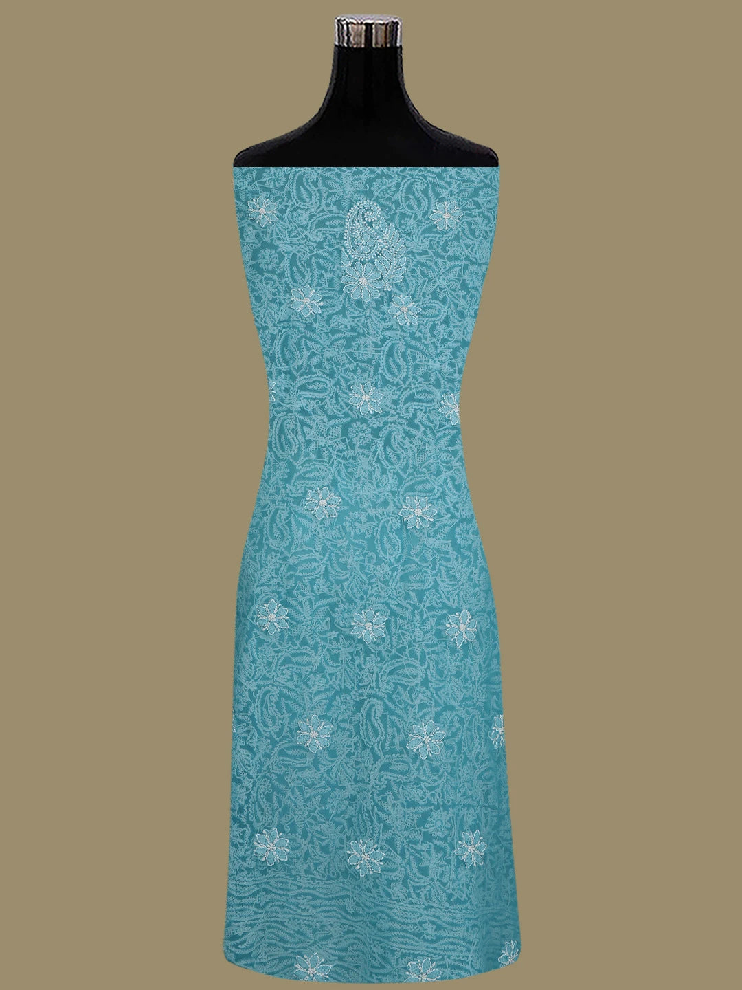 Ada Hand Embroidered Blue (Munsell) Georgette Lucknowi Chikankari Unstitched Suit Piece 01A114523