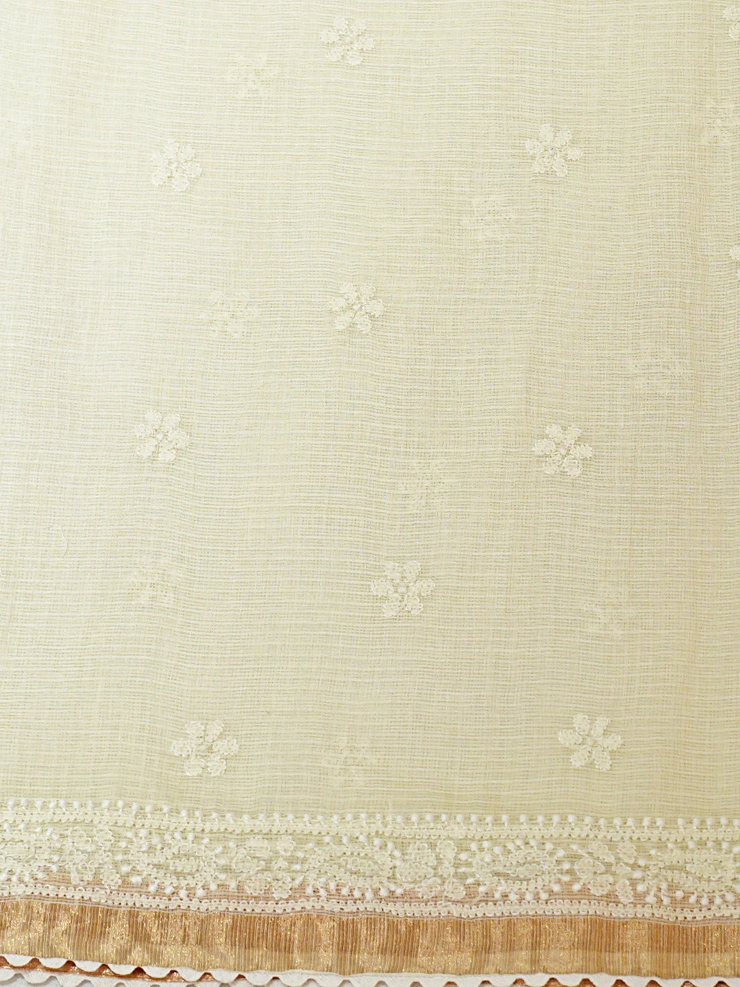 Ada Hand Embroidered Ombre Shade Of Cream & Light Orange Kota Lucknowi Chikankari Saree With Blouse 01A753757