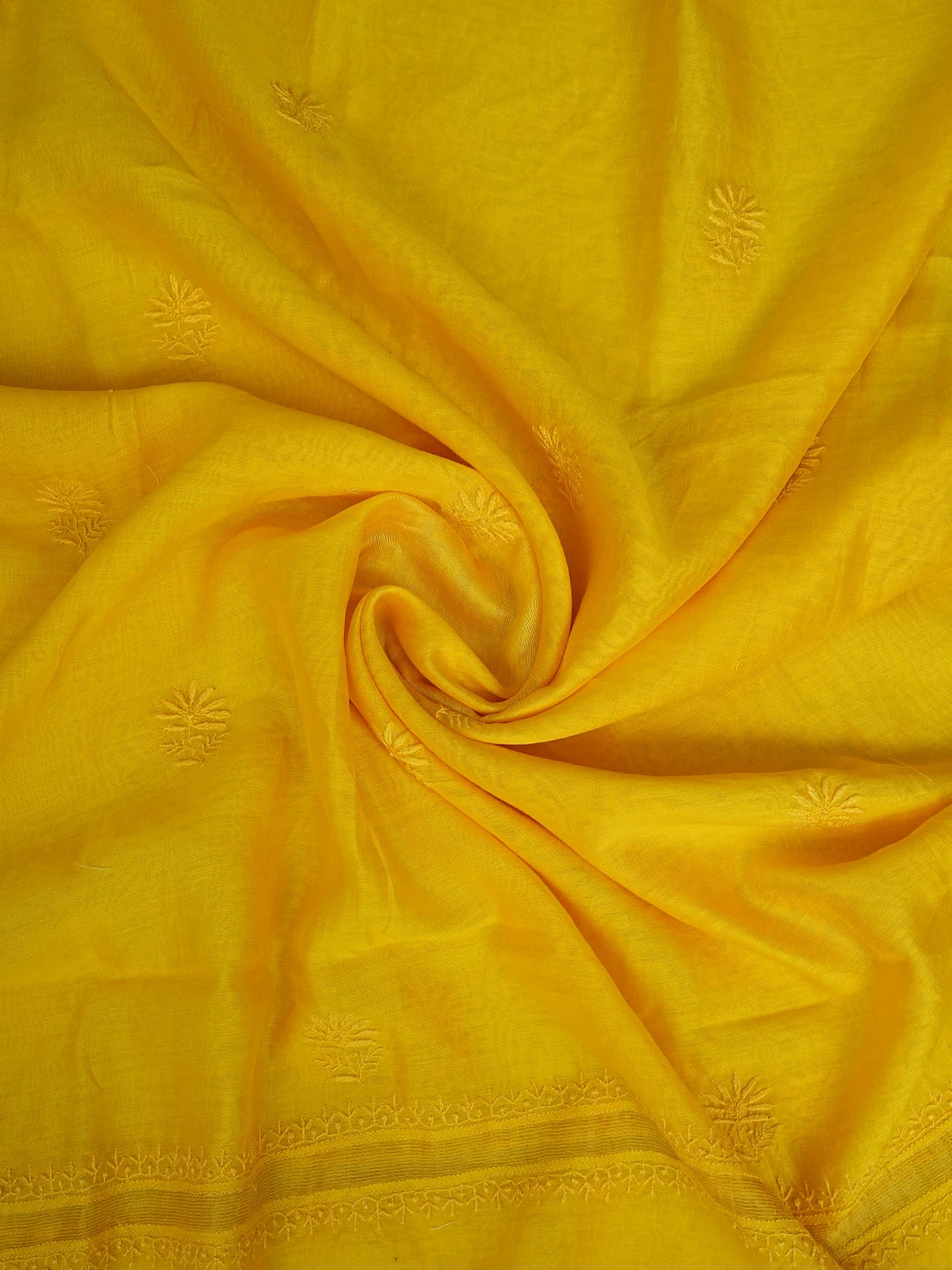 Ada Hand Embroidered Yellow Chanderi Lucknowi Chikankari Unstitched Kurta Dupatta Set 01A809266