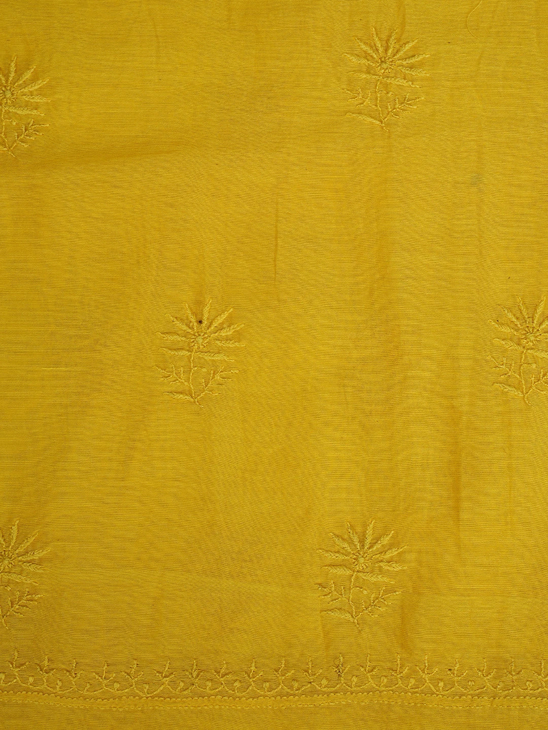 Ada Hand Embroidered Yellow Chanderi Lucknowi Chikankari Unstitched Kurta Dupatta Set 01A809266