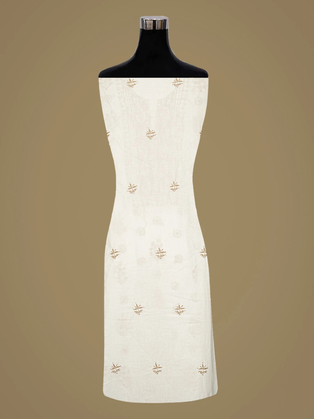 Ada Hand Embroidered White Cotton Lucknowi Chikankari Unstitched Kurta Dupatta Set With Mukaish Work 01A778456