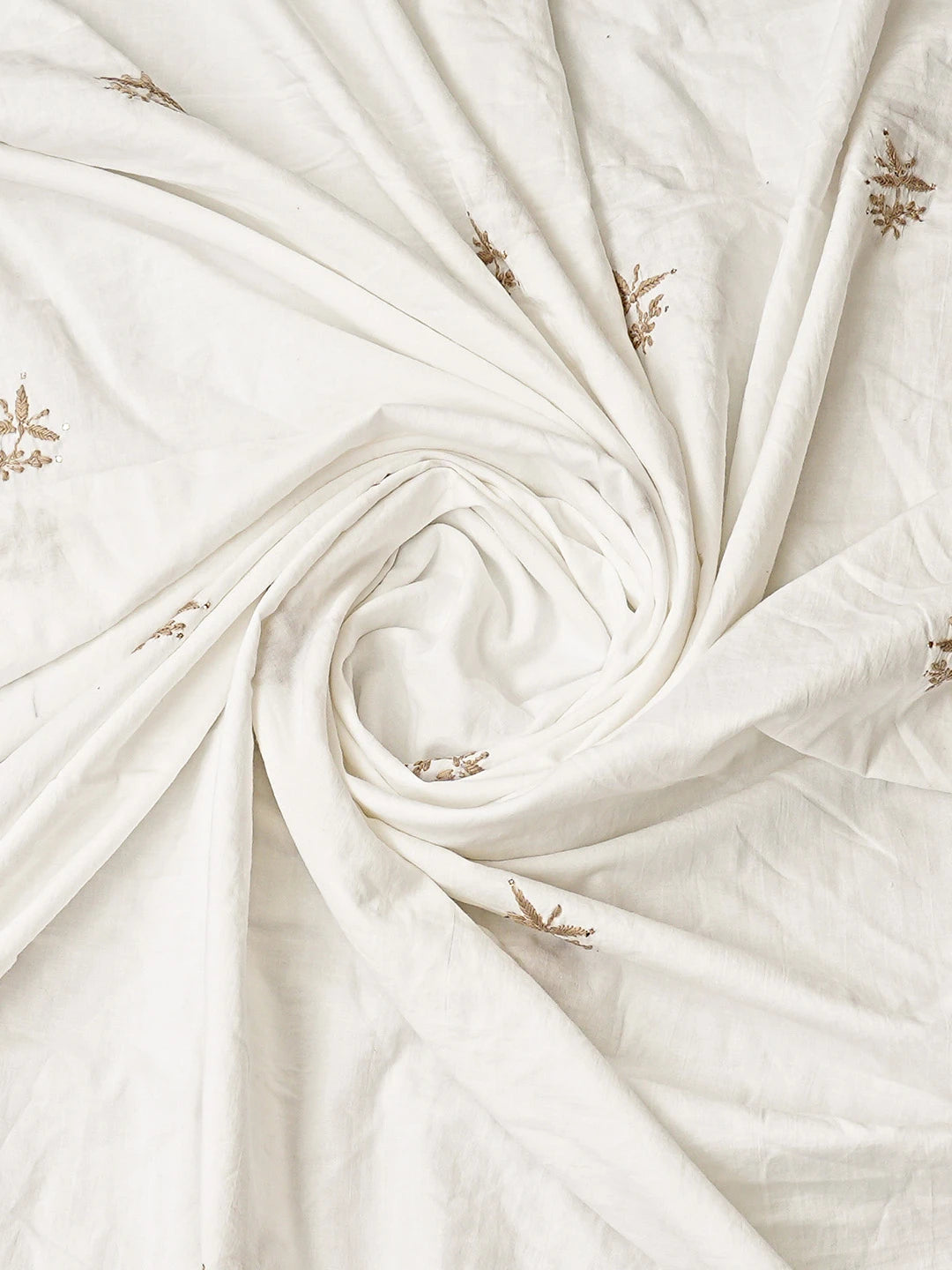 Ada Hand Embroidered White Cotton Lucknowi Chikankari Unstitched Kurta Dupatta Set With Mukaish Work 01A778456