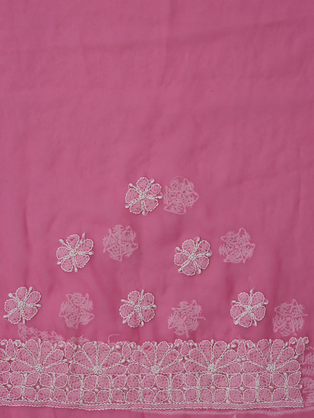 Ada Hand Embroidered Pink Georgette Lucknowi Chikankari Saree With Blouse 01A865785