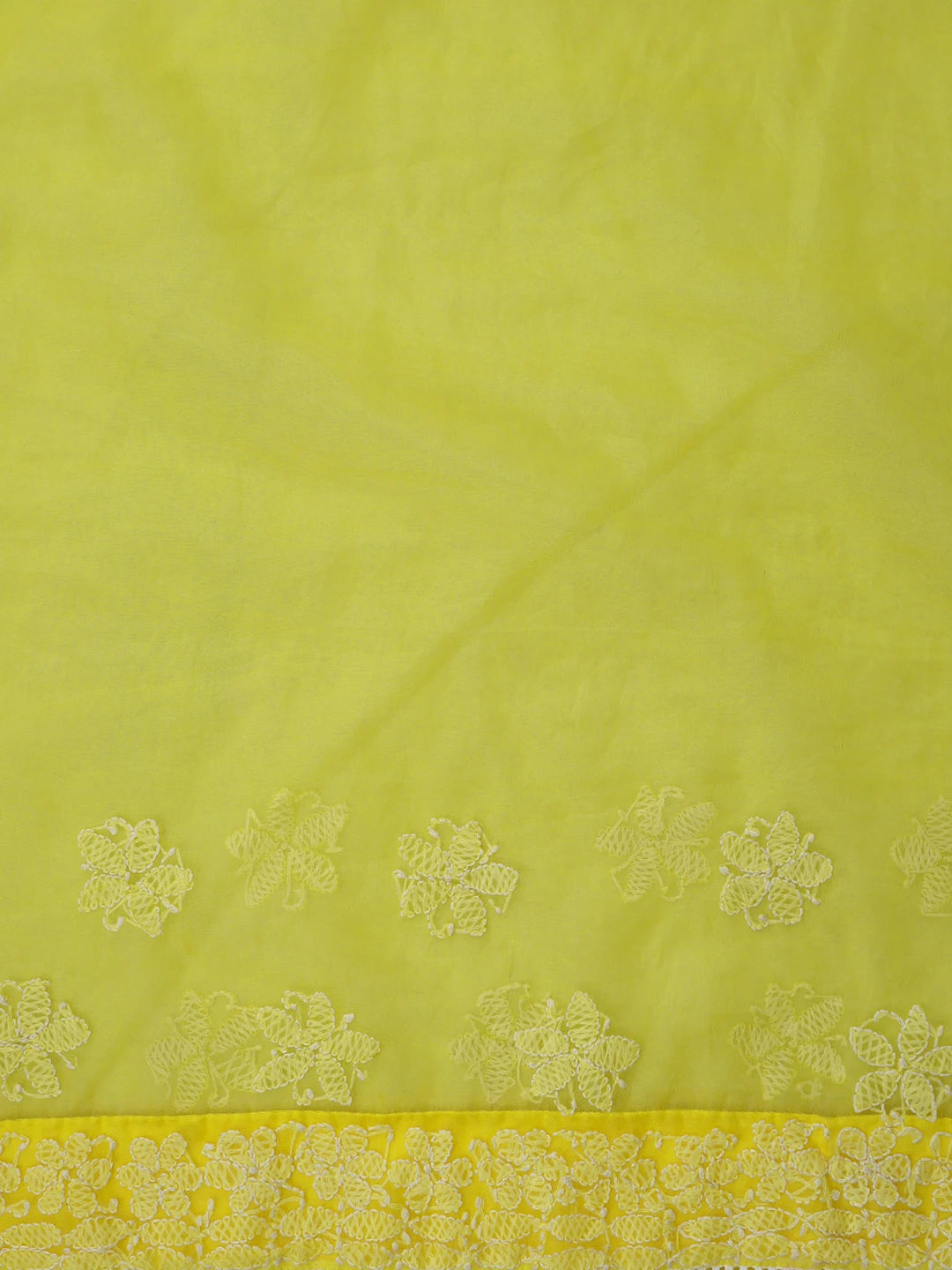 Ada Hand Embroidered Yellow Organza Lucknowi Chikankari Saree and Blouse 01A818239