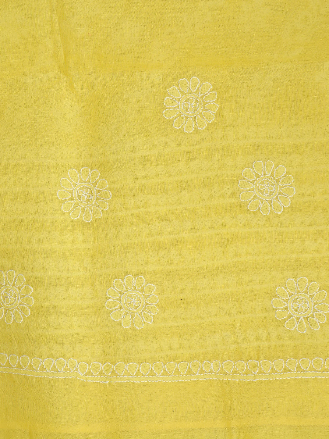 Ada Hand Embroidered Yellow Cotton Lucknowi Chikankari Saree and Blouse 01A866233