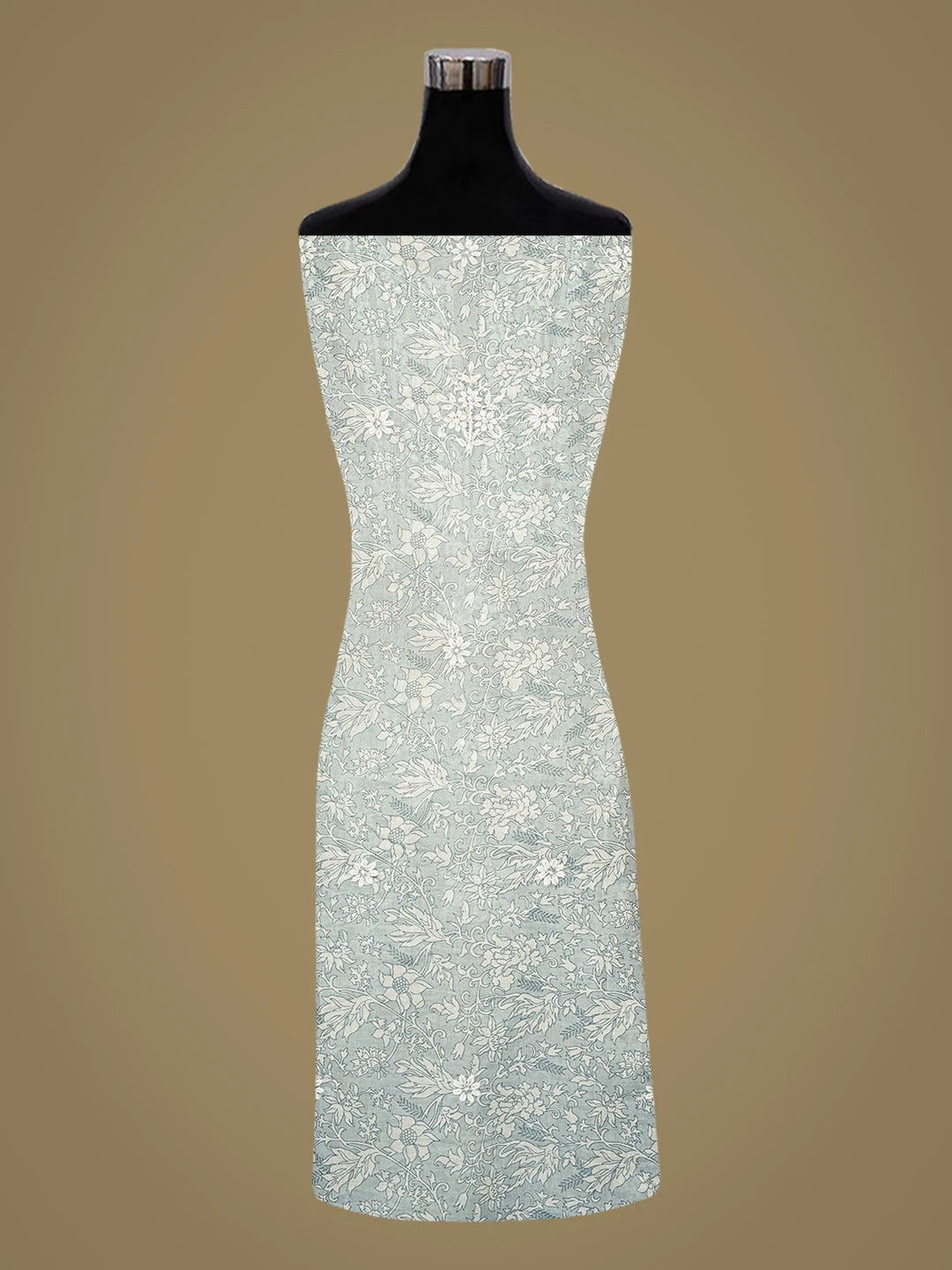 Ada Hand Embroidered Floral Printed Grey Cotton Lucknowi Chikankari Unstitched Kurta Dupatta Set 01A820276