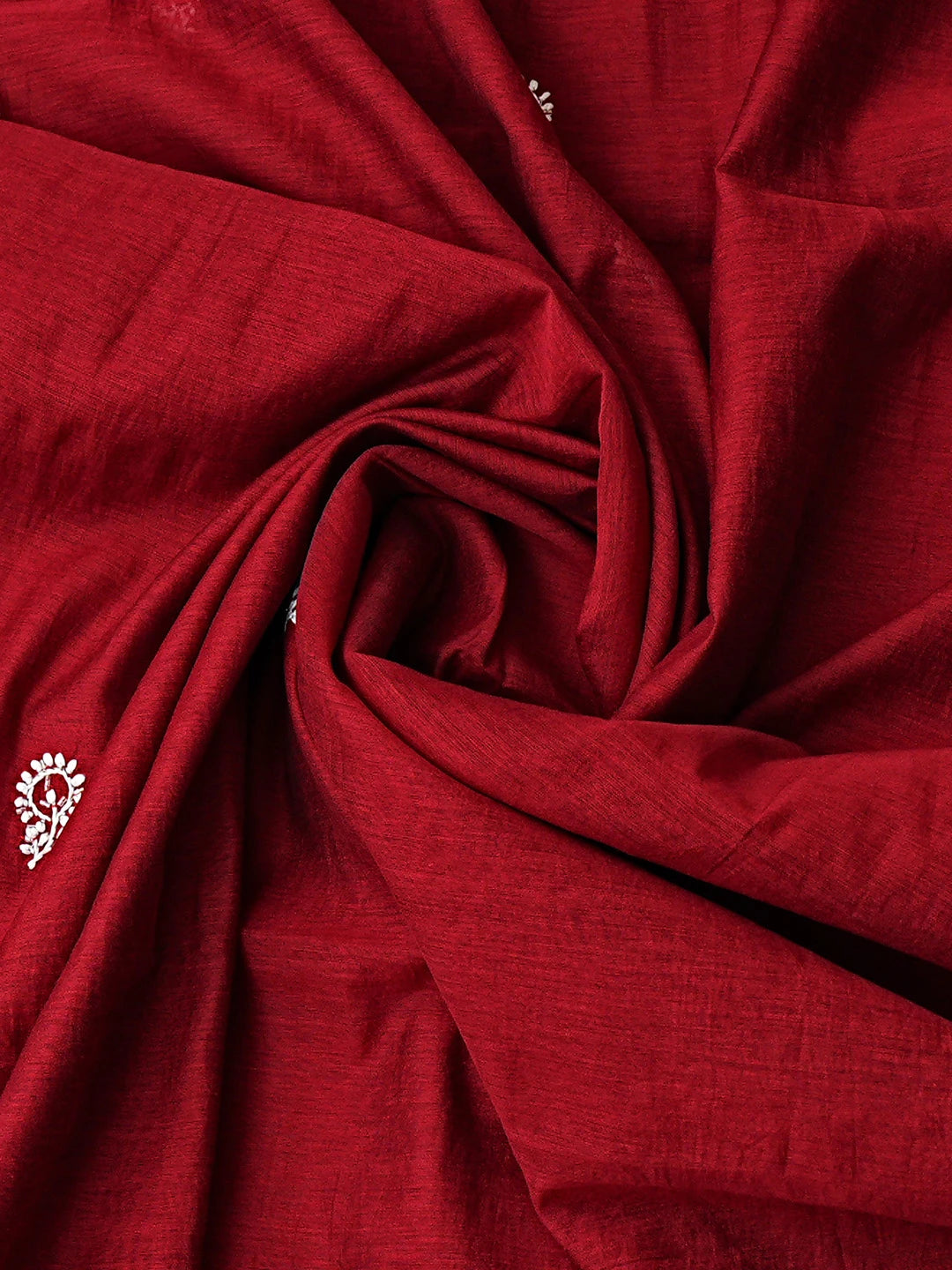 Ada Hand Embroidered Maroon Chanderi Lucknowi Chikankari Unstitched Kurta Dupatta Set With Cutdana Work 01A800821