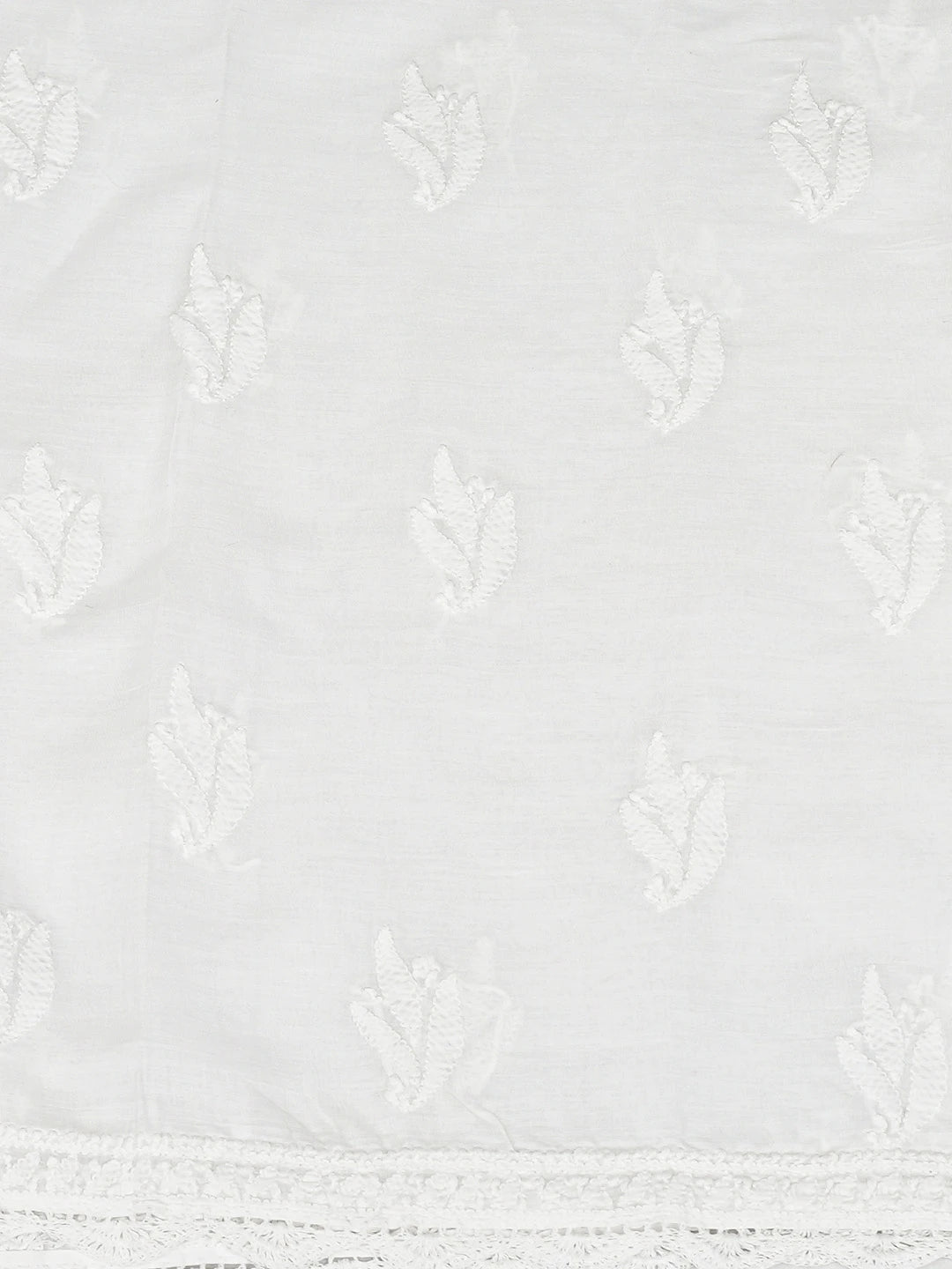 Ada Hand Embroidered White Cotton Lucknowi Chikankari Unstitched Suit Piece 01A839561