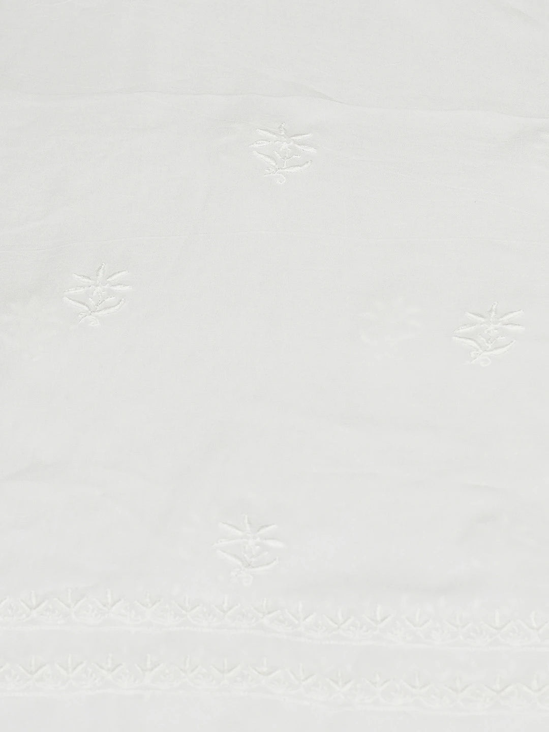 Ada Hand Embroidered White Viscose Georgette Lucknowi Chikankari Unstitched Kurta Dupatta Set 01A843857