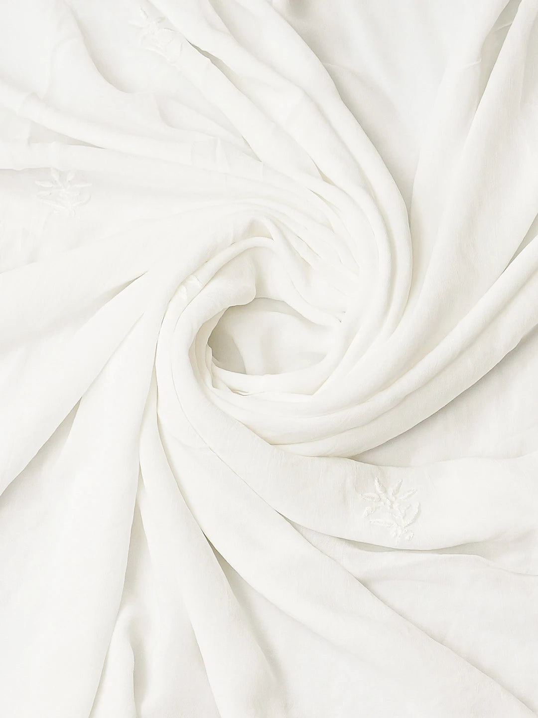 Ada Hand Embroidered White Viscose Georgette Lucknowi Chikankari Unstitched Kurta Dupatta Set 01A843857