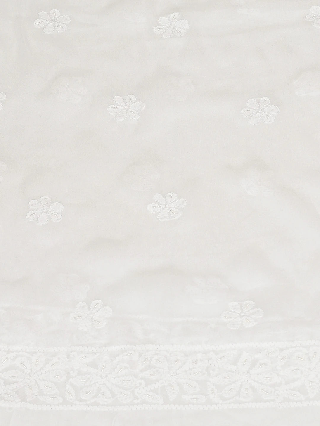 Ada Hand Embroidered White Viscose Georgette Lucknowi Chikankari Unstitched Kurta Dupatta Set With Pearl Work 01A782544