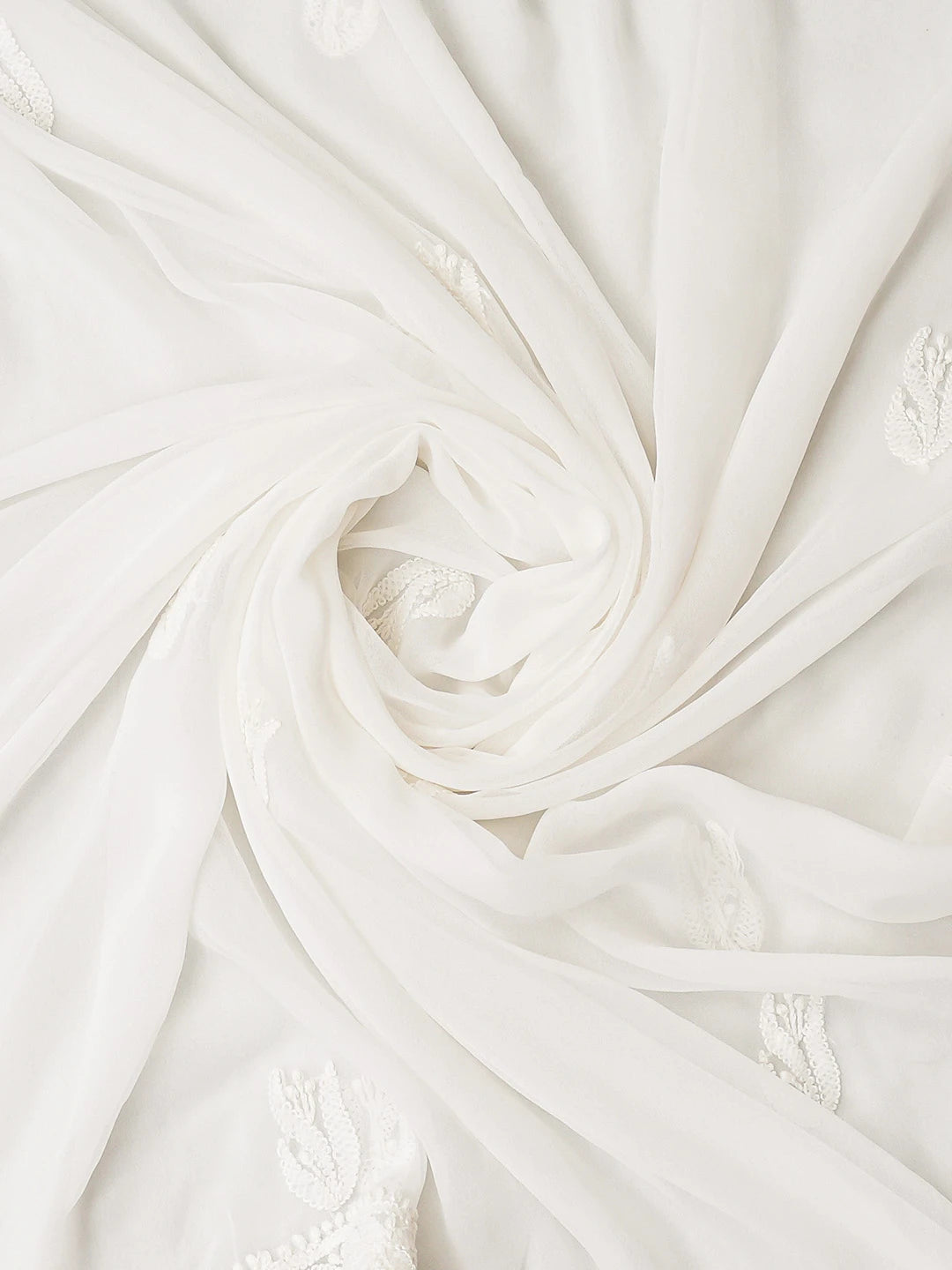 Ada Hand Embroidered White Georgette Lucknowi Chikankari Unstitched Suit Piece 01A793472