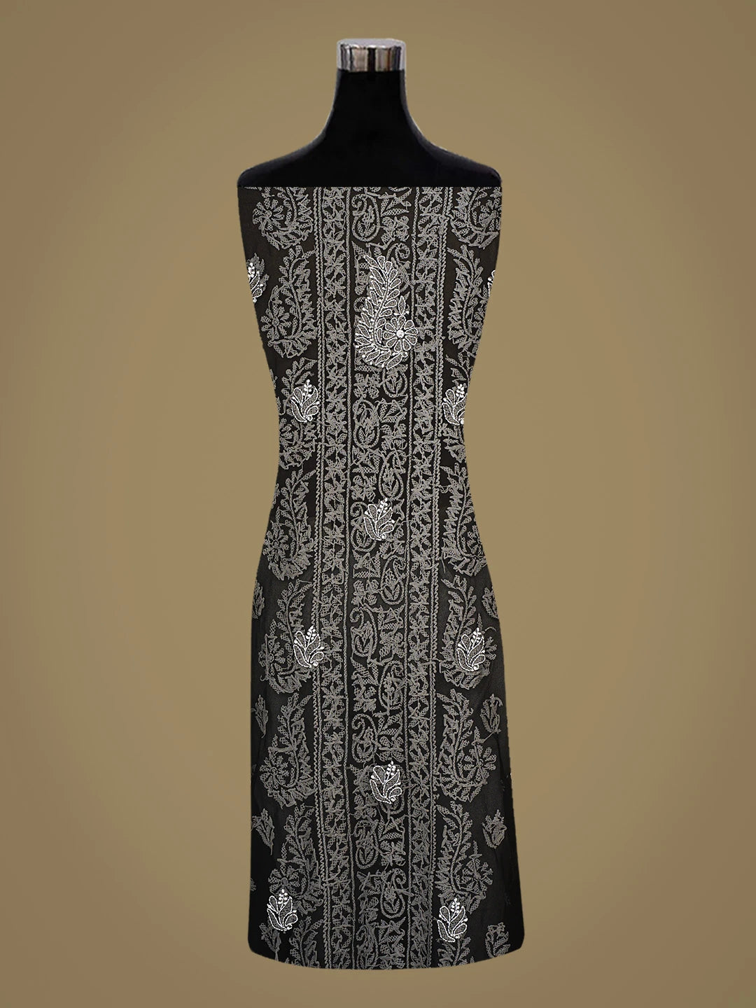 Ada Hand Embroidered Black Georgette Lucknowi Chikankari Unstitched Suit Piece 01A834690