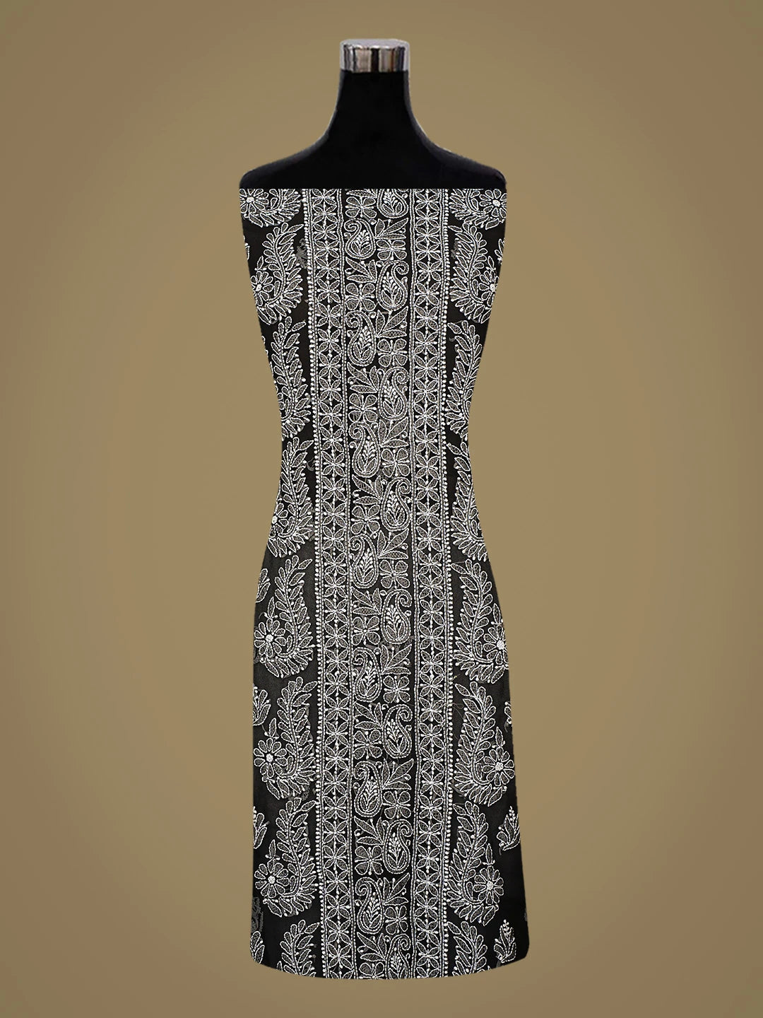 Ada Hand Embroidered Black Georgette Lucknowi Chikankari Unstitched Suit Piece 01A834690
