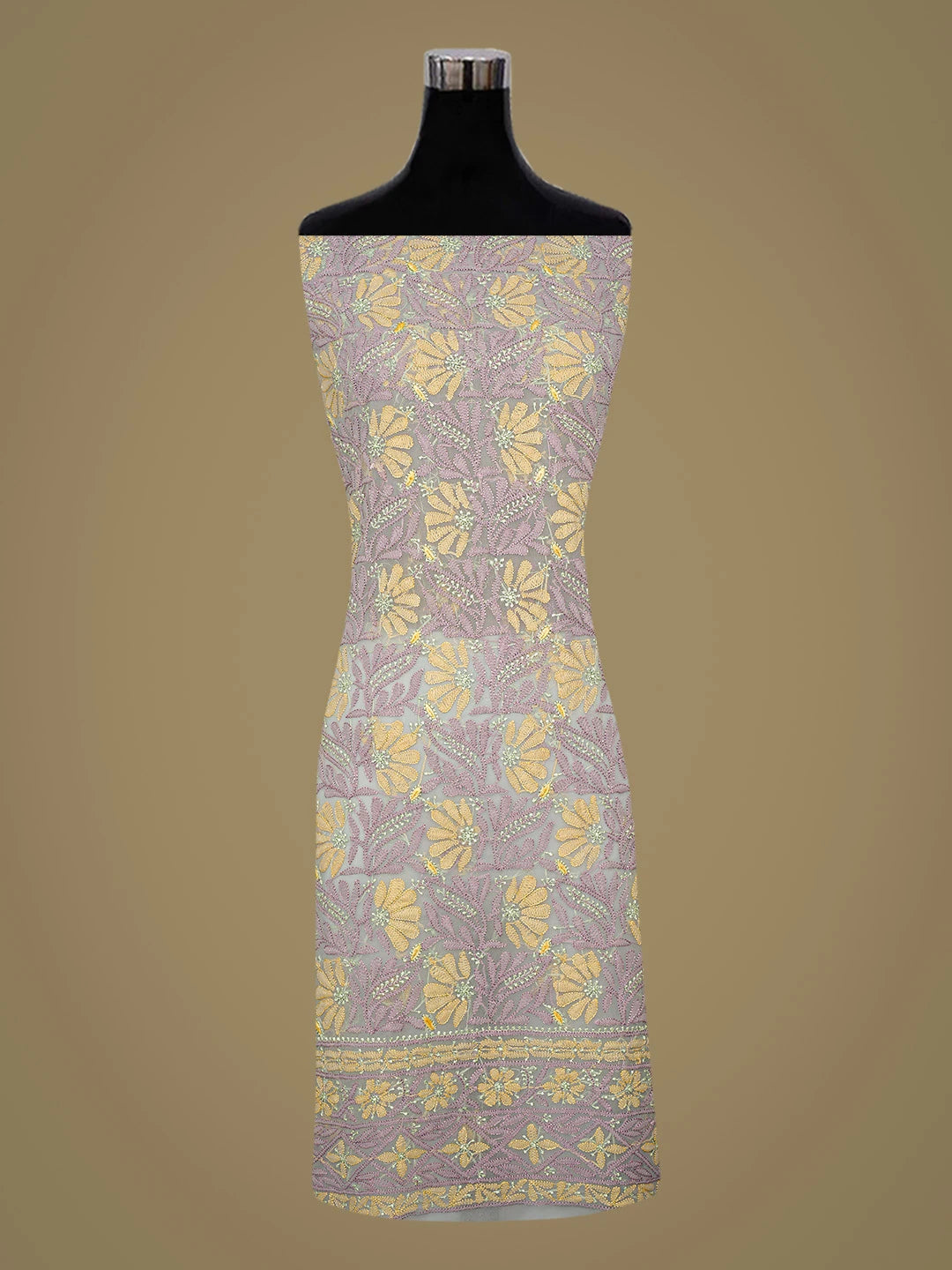 Ada Hand Embroidered Grey Georgette Lucknowi Chikankari Unstitched Suit Piece 01A857253