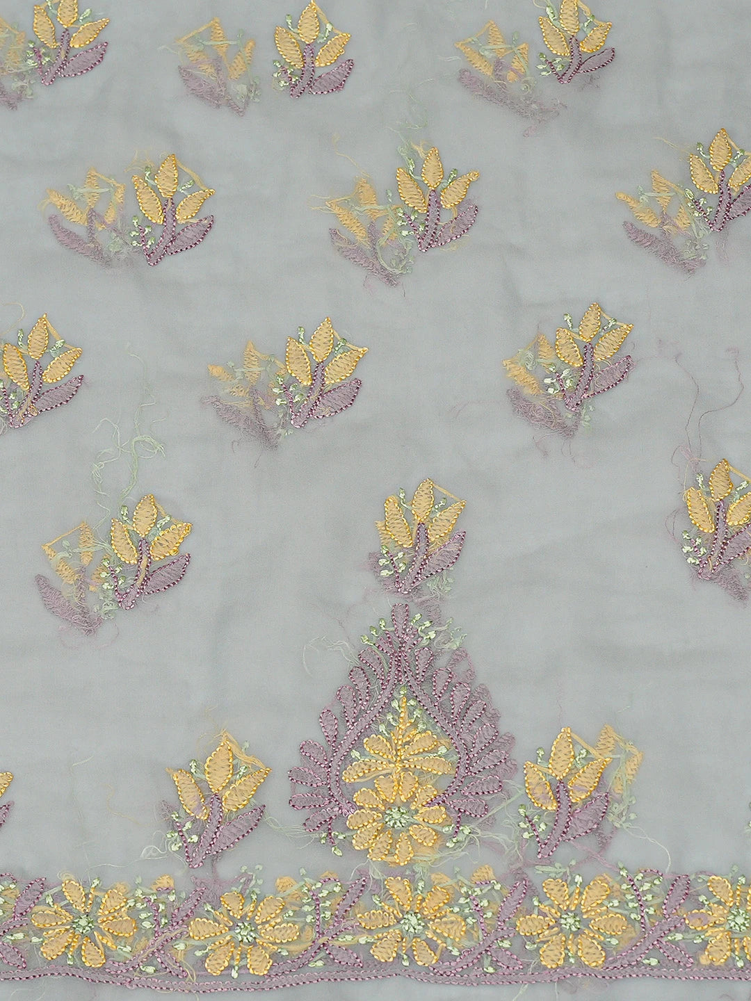 Ada Hand Embroidered Grey Georgette Lucknowi Chikankari Unstitched Suit Piece 01A857253