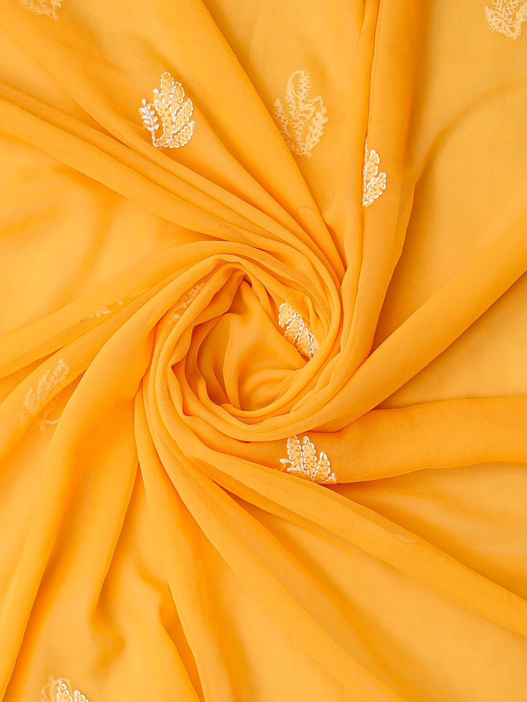 Ada Hand Embroidered Mustard Georgette Lucknowi Chikankari Unstitched Suit Piece 01A816596