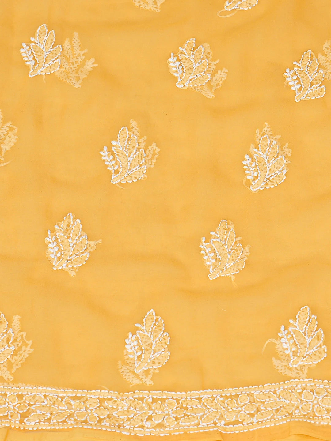 Ada Hand Embroidered Mustard Georgette Lucknowi Chikankari Unstitched Suit Piece 01A816596