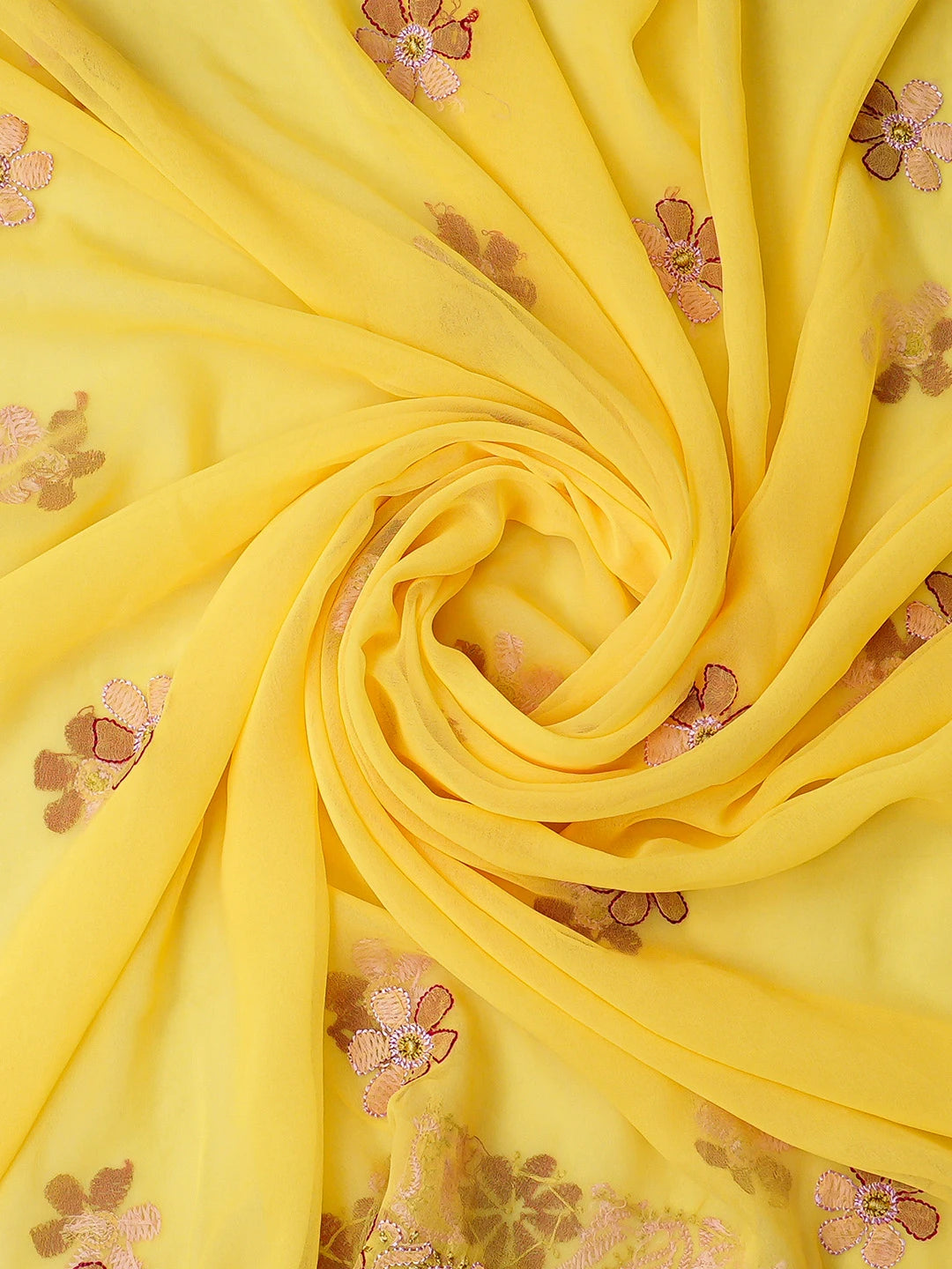 Ada Hand Embroidered Yellow Georgette Lucknowi Chikankari Unstitched Suit Piece 01A857266