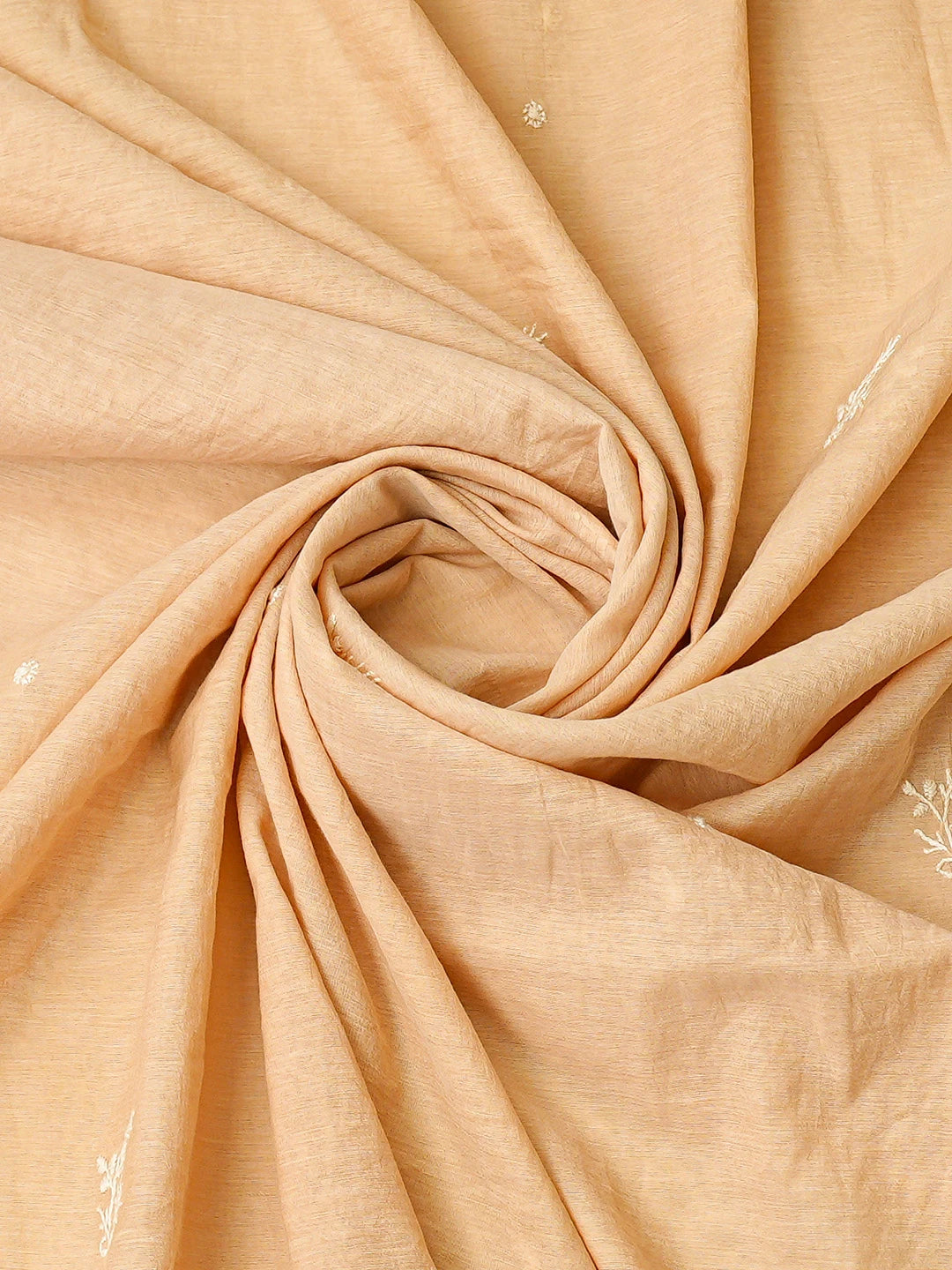 Ada Hand Embroidered Fawn Chanderi Lucknowi Chikankari Semi-Stitched Kurta Dupatta Set 01A864379