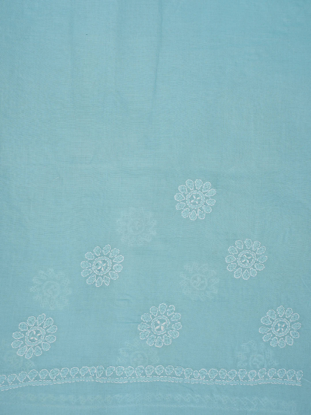 Ada Hand Embroidered Blue Cotton Lucknowi Chikankari Saree and Blouse 01A866220