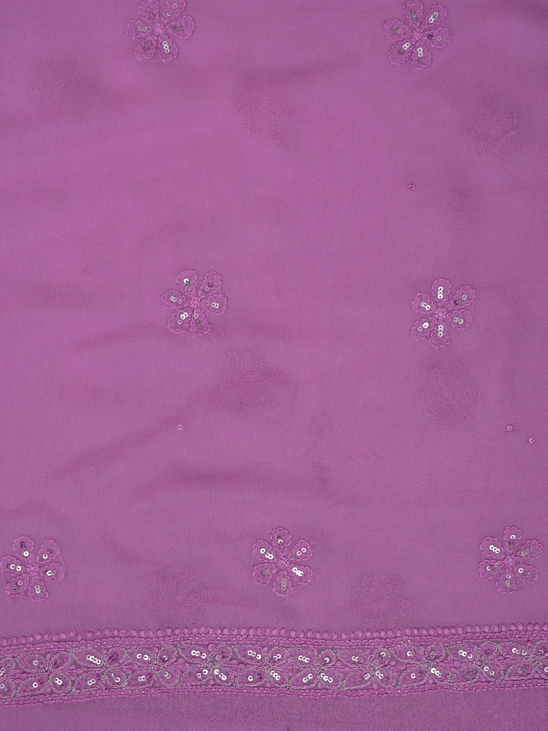 Ada Hand Embroidered Lavender(Floral) Viscose Georgette Lucknowi Chikankari Unstitched Kurta Dupatta Set With Zari Work 01A416981
