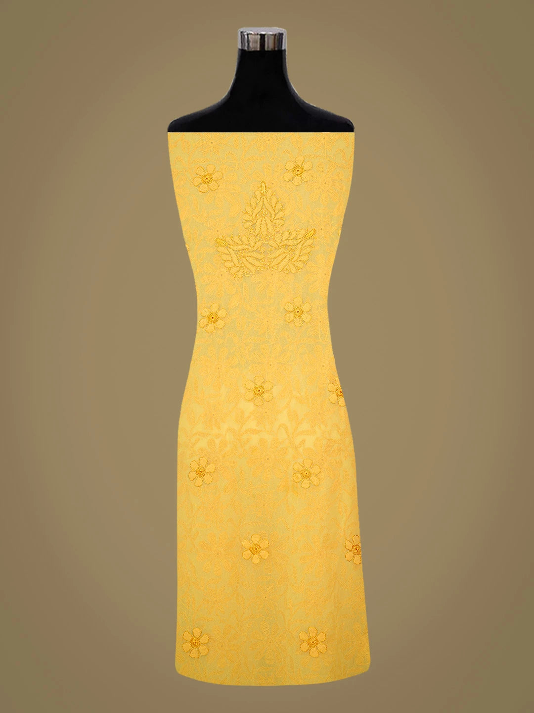 Ada Hand Embroidered Yellow Georgette Lucknowi Chikankari Unstitched Suit Piece 01A594583