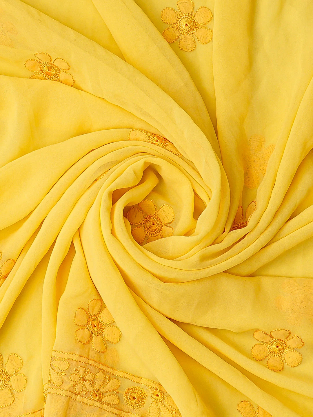 Ada Hand Embroidered Yellow Georgette Lucknowi Chikankari Unstitched Suit Piece 01A594583