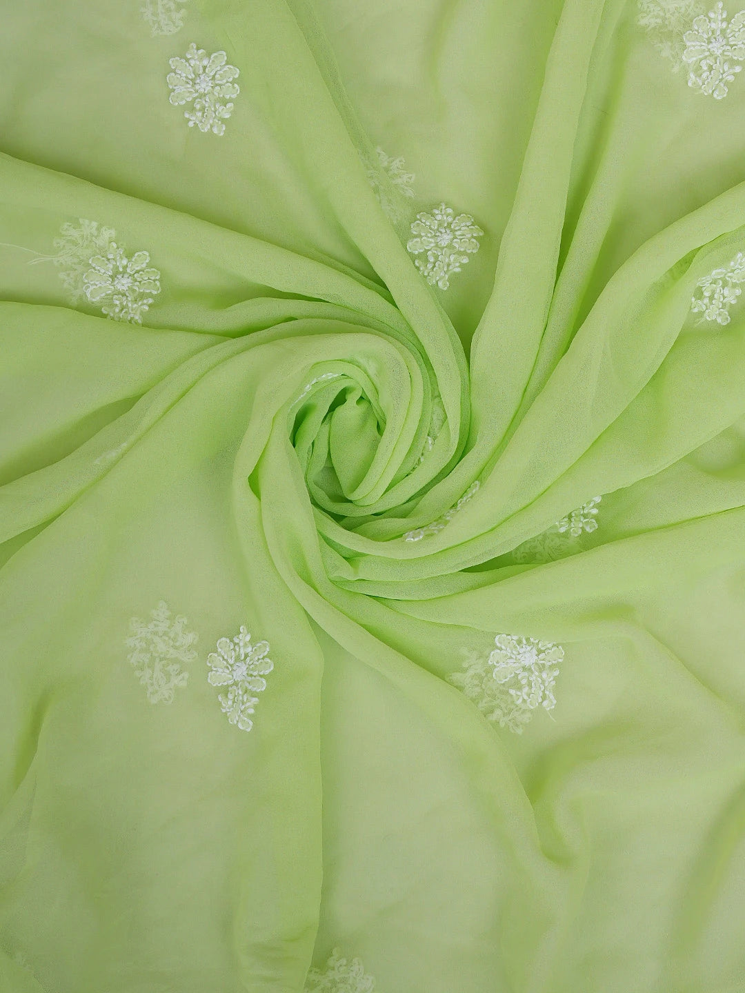 Ada Hand Embroidered Lime Green Georgette Lucknowi Chikankari Unstitched Suit Piece 01A779010