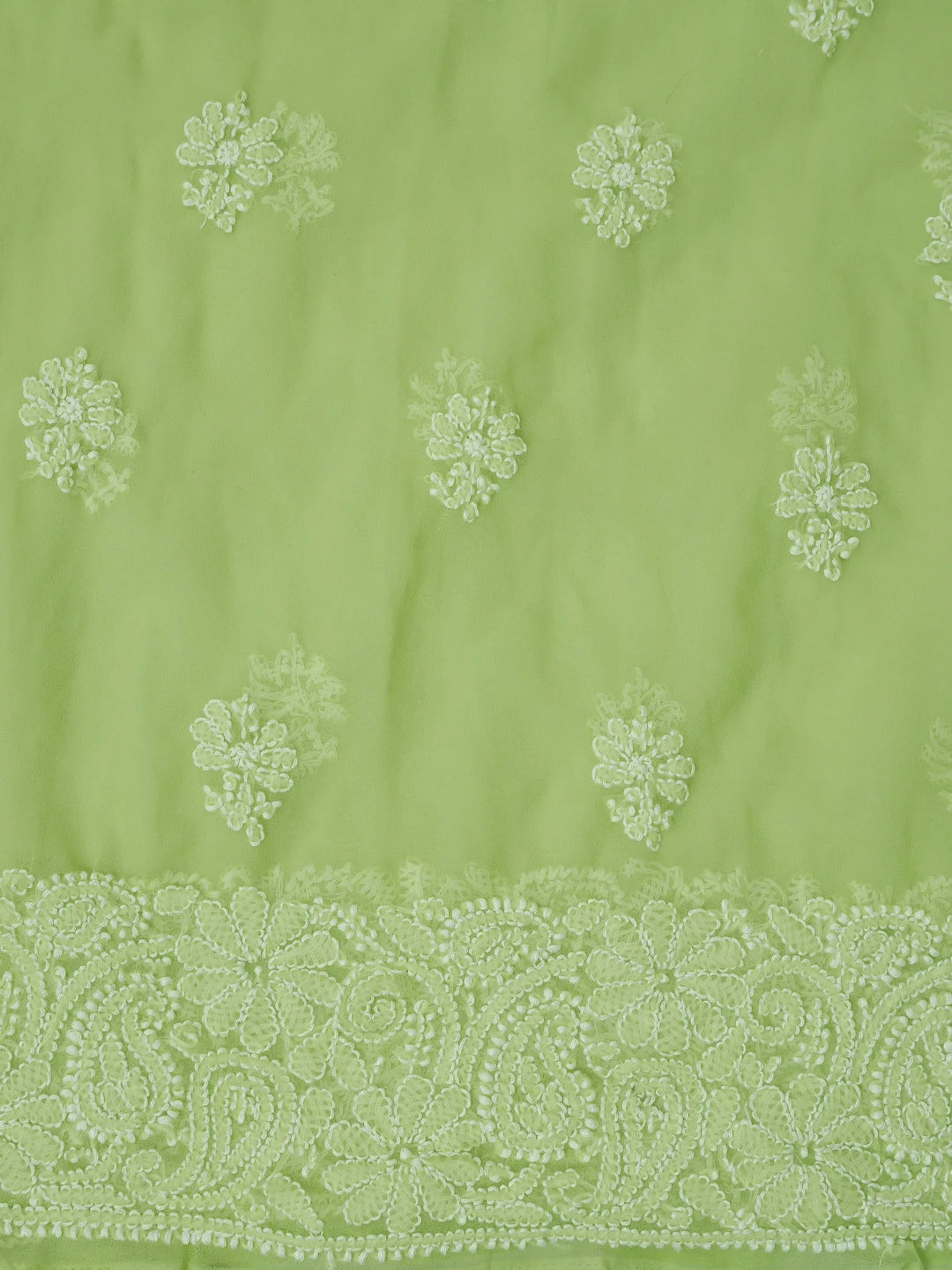 Ada Hand Embroidered Lime Green Georgette Lucknowi Chikankari Unstitched Suit Piece 01A779010