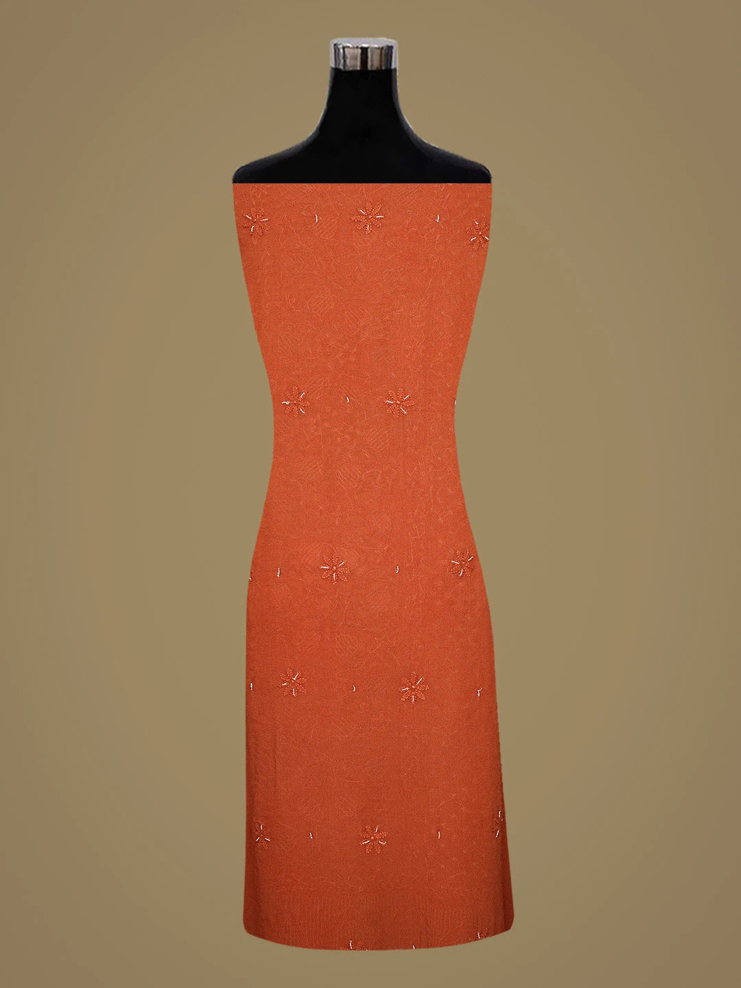 Ada Hand Embroidered Rust Viscose Georgette Lucknowi Chikankari Unstitched Kurta Dupatta Set With Cutdana Work 01A764520