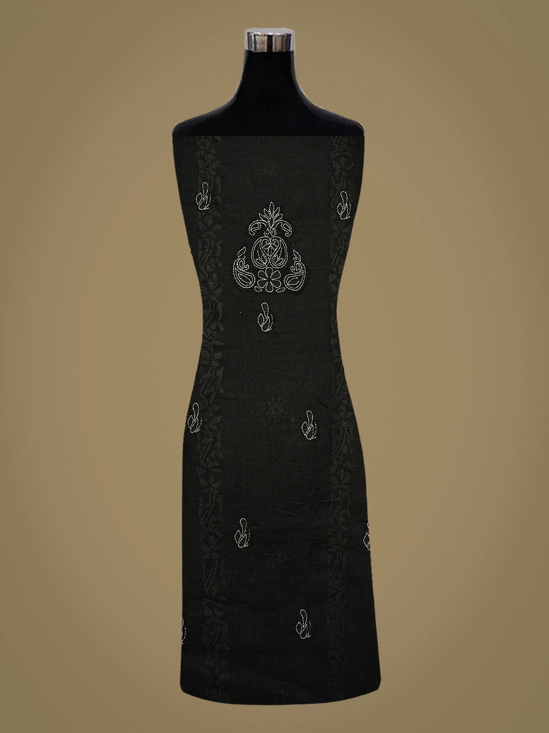 Ada Hand Embroidered Black Cotton Lucknowi Chikankari Unstitched Suit PIece 01A845173