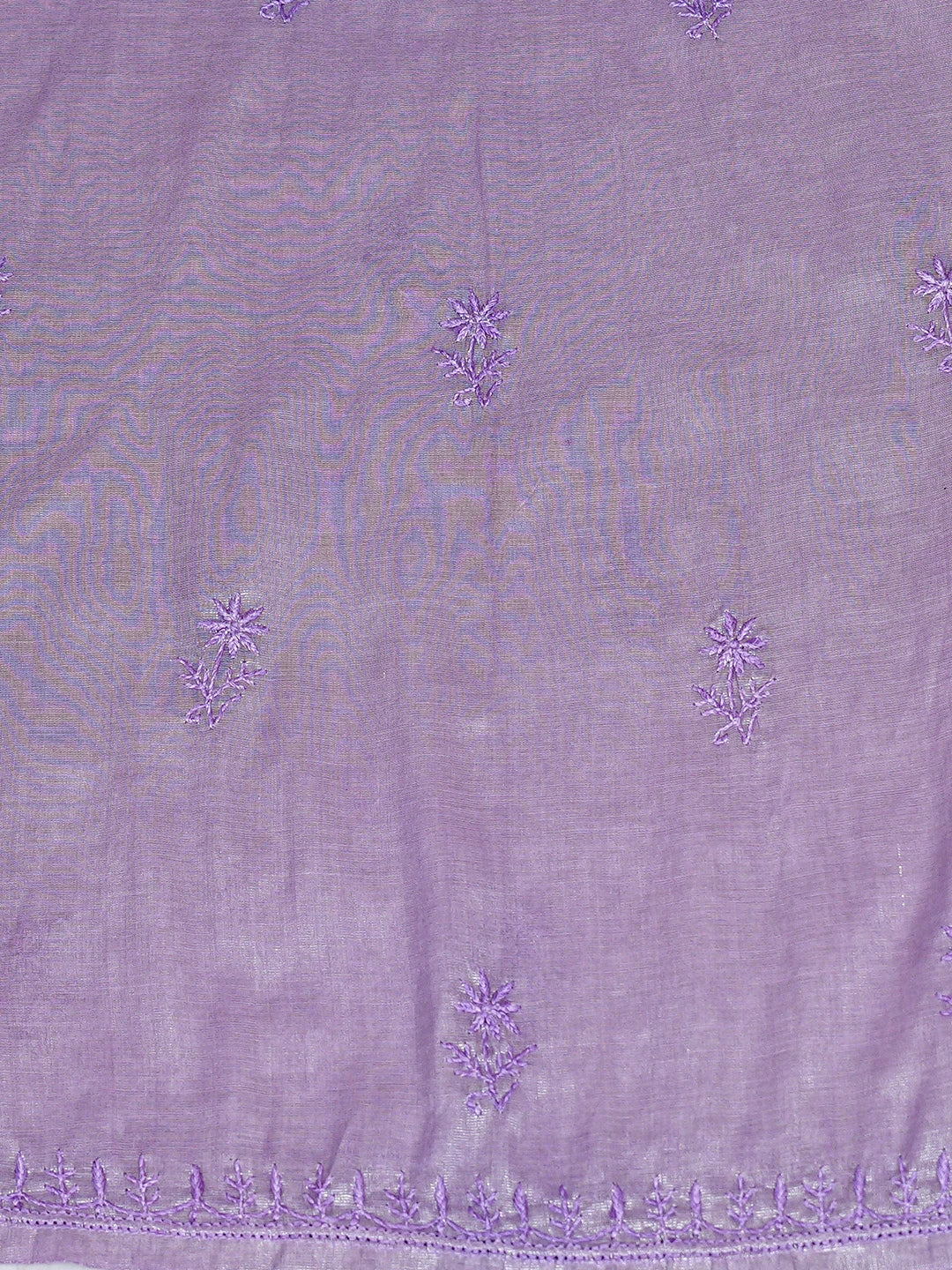 Ada Hand Embroidered Purple Tissue Lucknowi Chikankari Semi-Stitched Kurta Dupatta Set With Zari Taar Work 01A811082