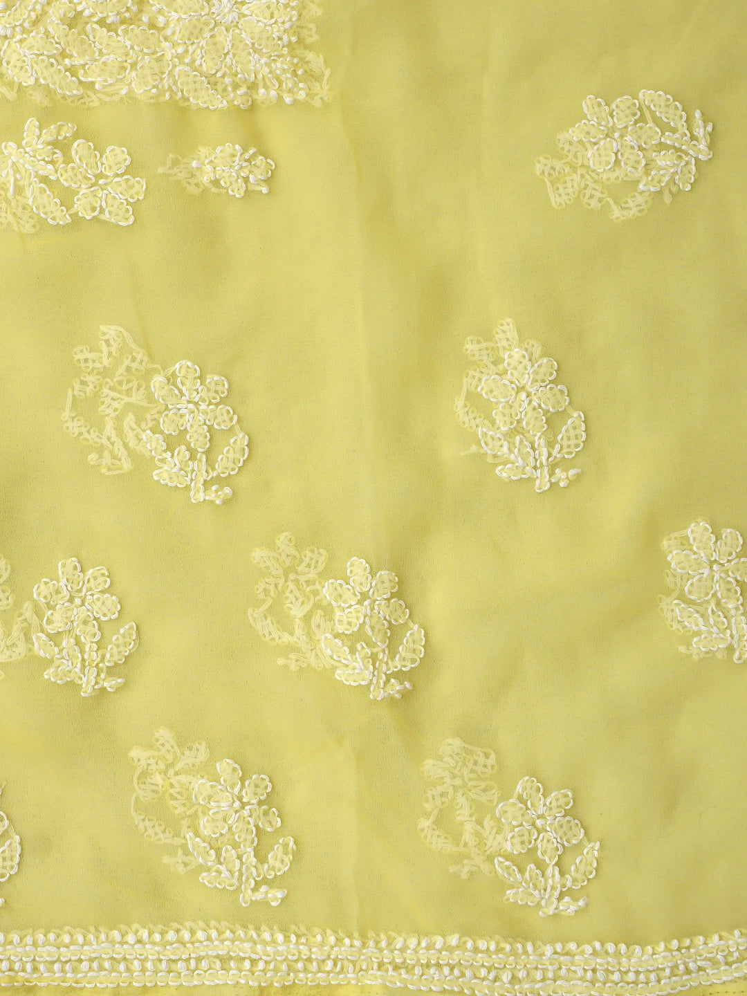 Ada Hand Embroidered Yellow Georgette Lucknowi Chikankari Unstitched Suit Piece 01A866793