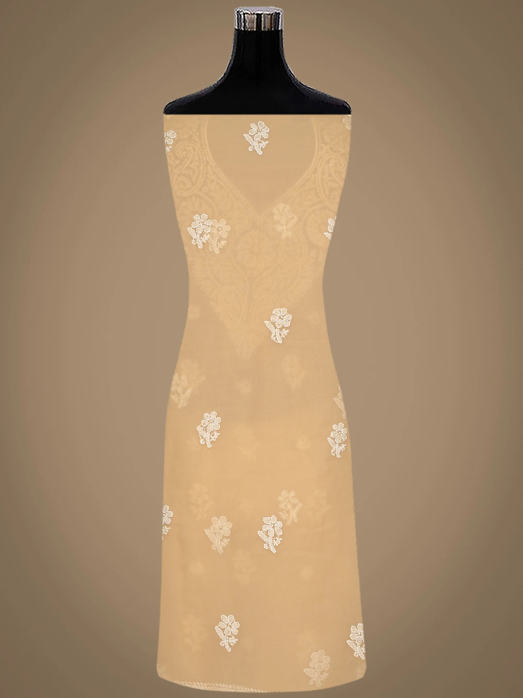 Ada Hand Embroidered Fawn Georgette Lucknowi Chikankari Unstitched Suit Piece 01A866835
