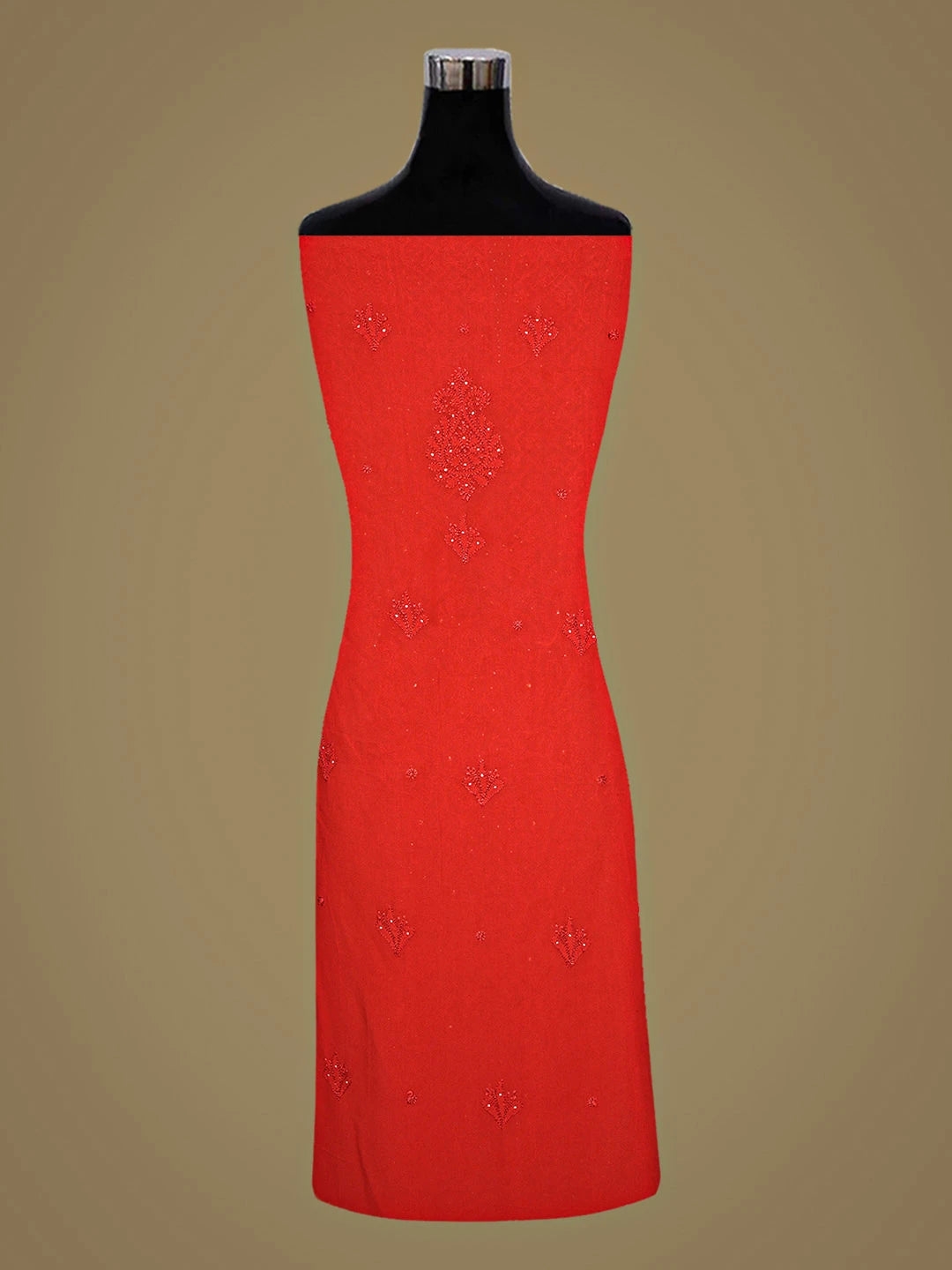 Ada Hand Embroidered Red Viscose Georgette Lucknowi Chikankari Semi-Stitched Kurta Dupatta Set With Mukaish Work 01A685061