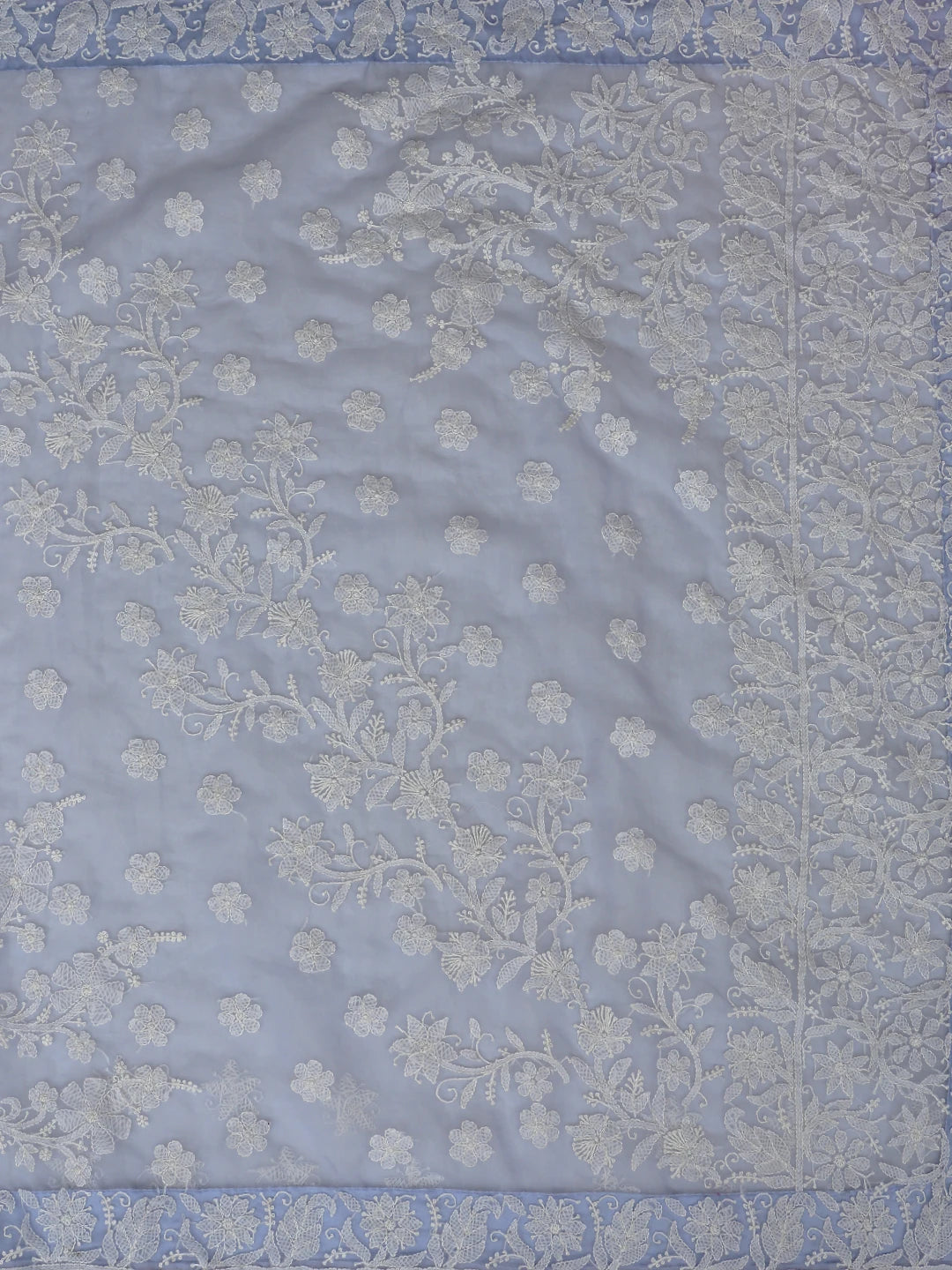 Ada Hand Embroidered Mauve Organza Lucknowi Chikankari Saree and Blouse 01A818228